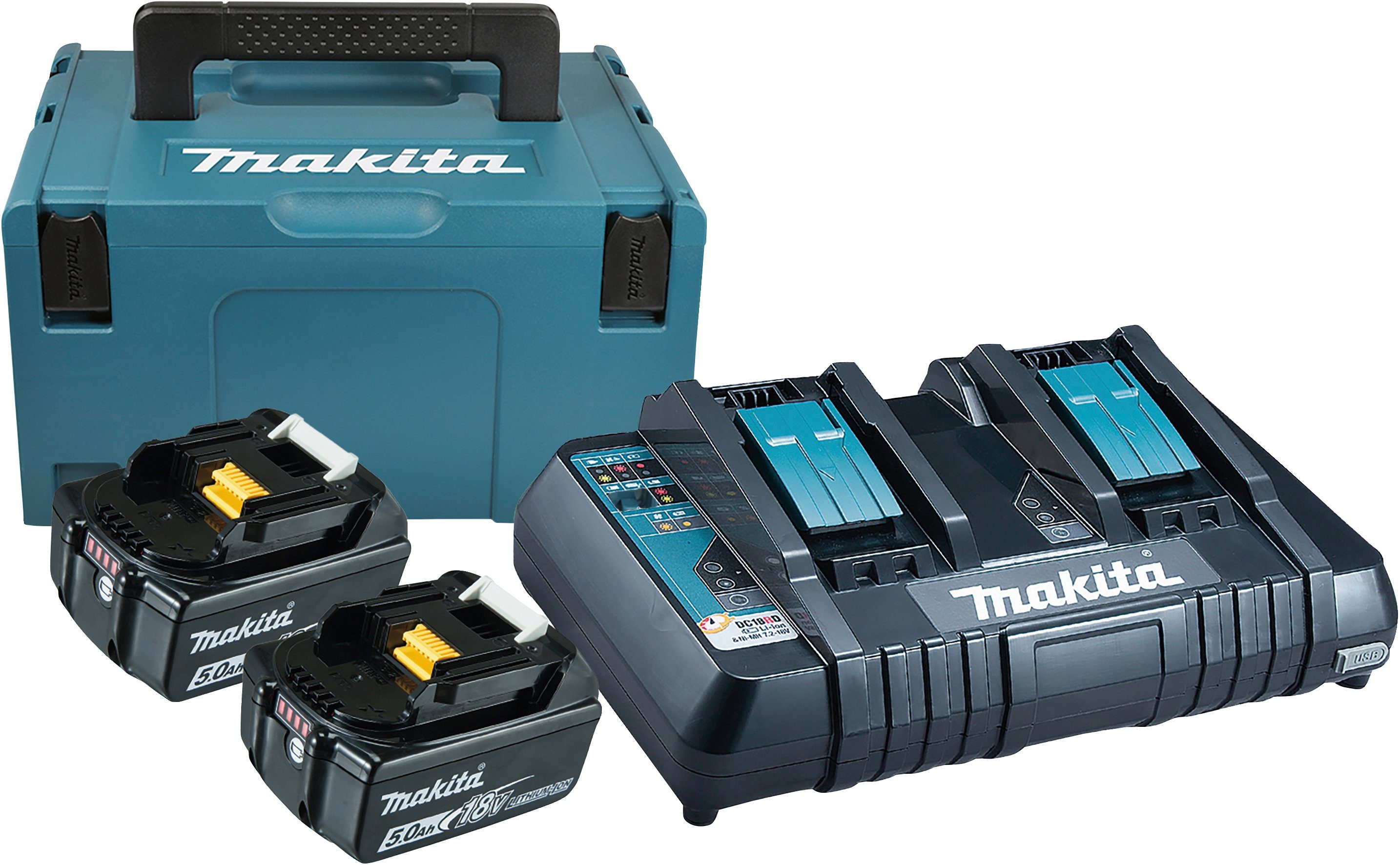MAKITA AkkuSet »Power Source Kit«, 2 Akkus (18 V, 5 Ah) und Ladegerät