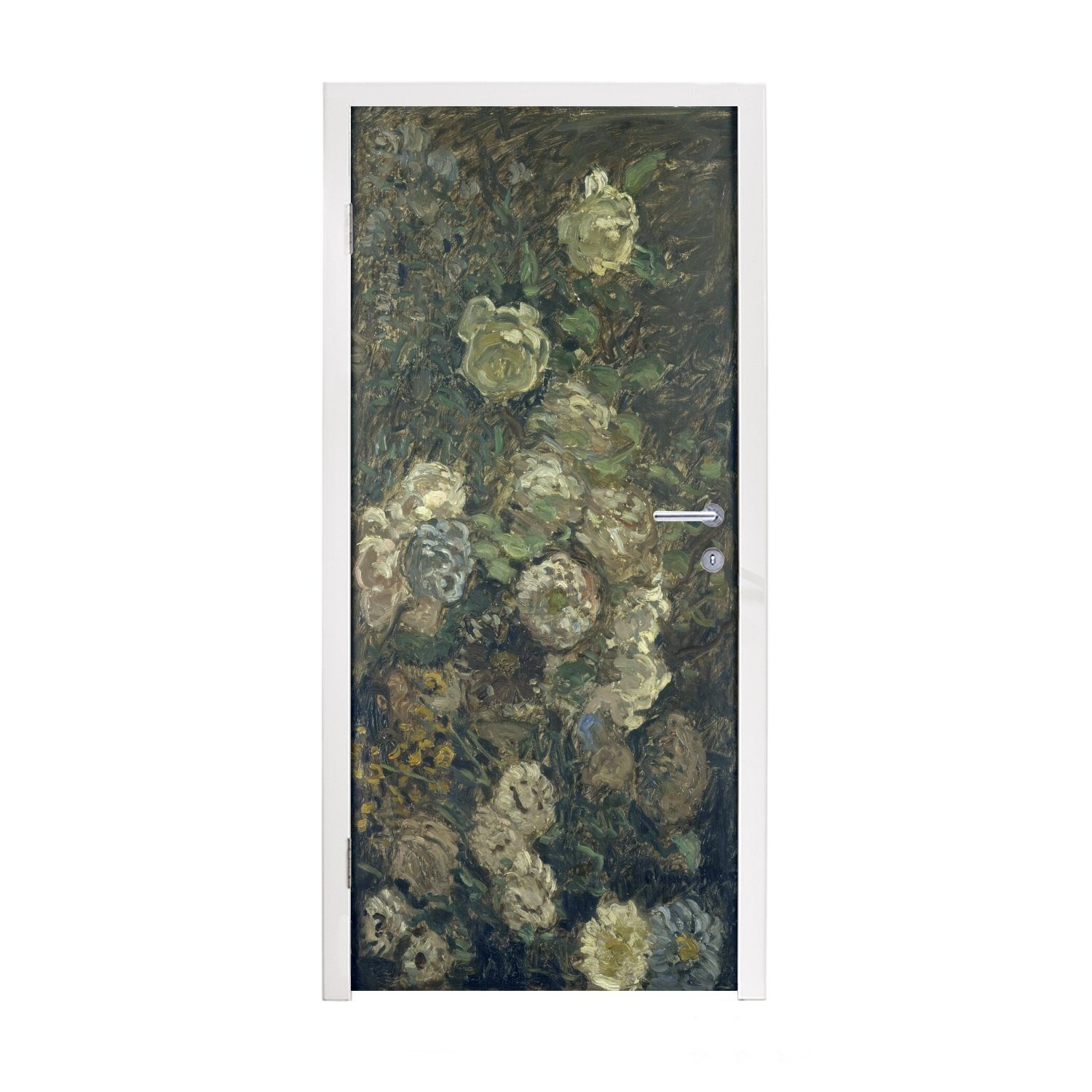 bedruckt, Gemälde Fototapete - Tür, 75x205 Matt, Rosen Claude Blühende Türtapete St), Monet, von (1 Türaufkleber, cm für MuchoWow