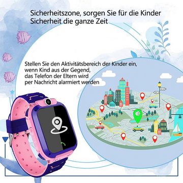 Gontence Kinder Intelligente Uhr,Smartwatch LBS Tracker Kinder SOS Touchscreen Smartwatch, 1-tlg., Kamera Voice Chat Wecker für Jungen Mädchen Student Geschenk