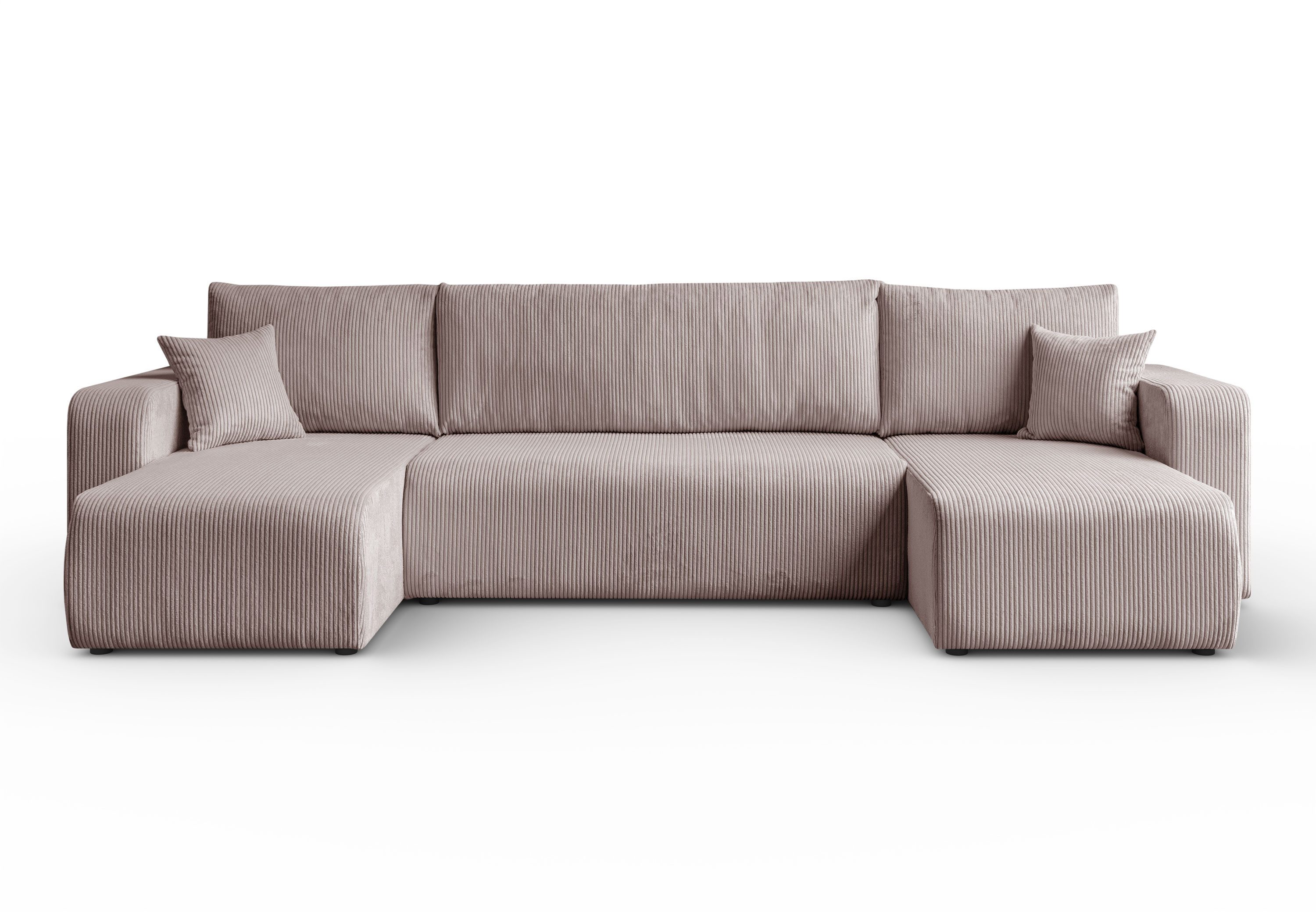 Lookway Big-Sofa PRESTIGE U-Form Couch, Cord-Stoff, mit Bettfunktion und Bettkasten