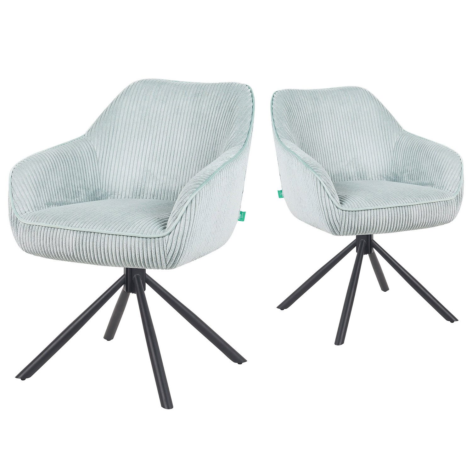 DUBI Möbel Polsterstuhl Mika-Maya, Federkern, pulverbeschichtet, 360° drehbar im 2er-Set