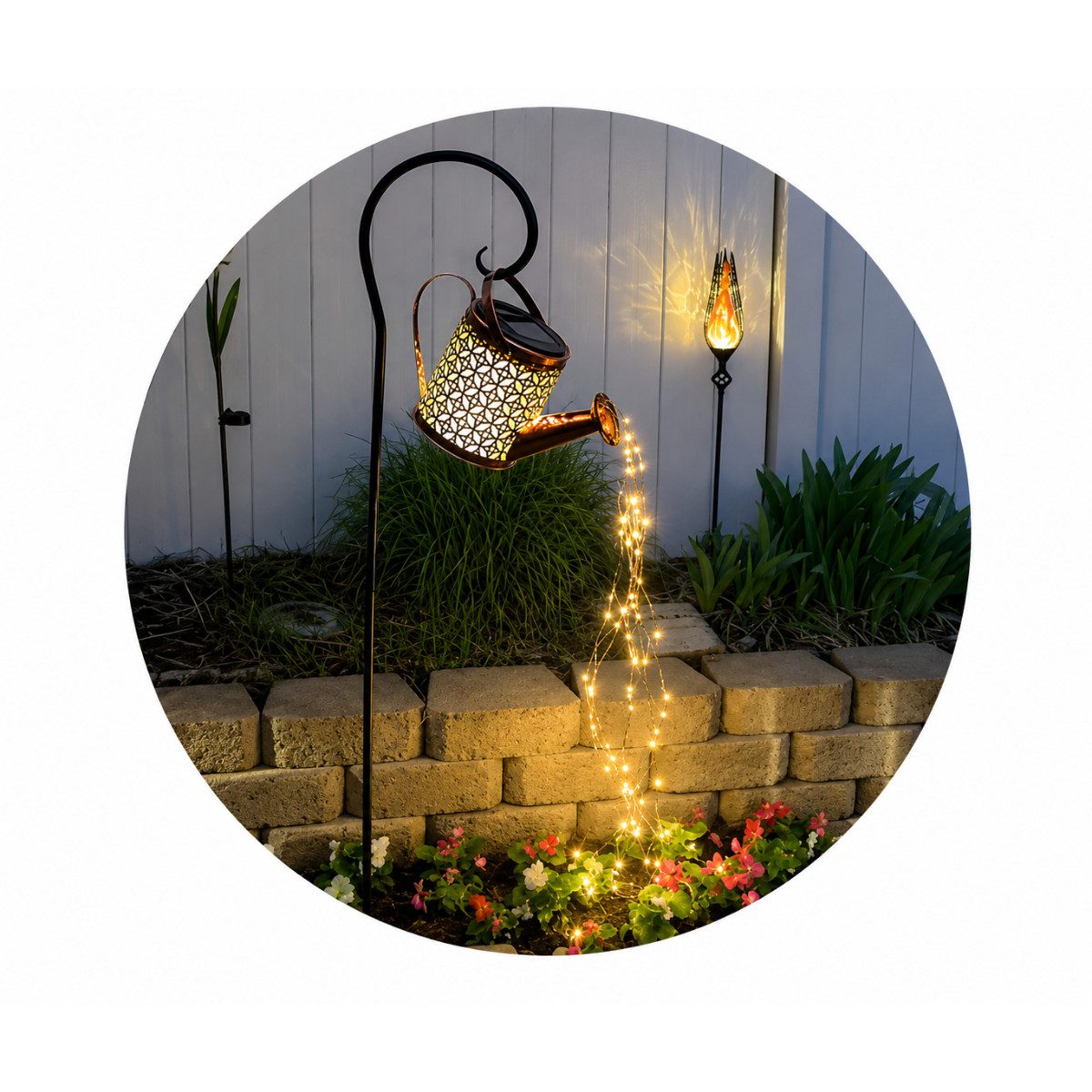 R2 Invest LED Gartenleuchte Dekorative Solar Gartenleuchte Gießkanne LED mit Wasserfall Effekt – Bild 5 von 5