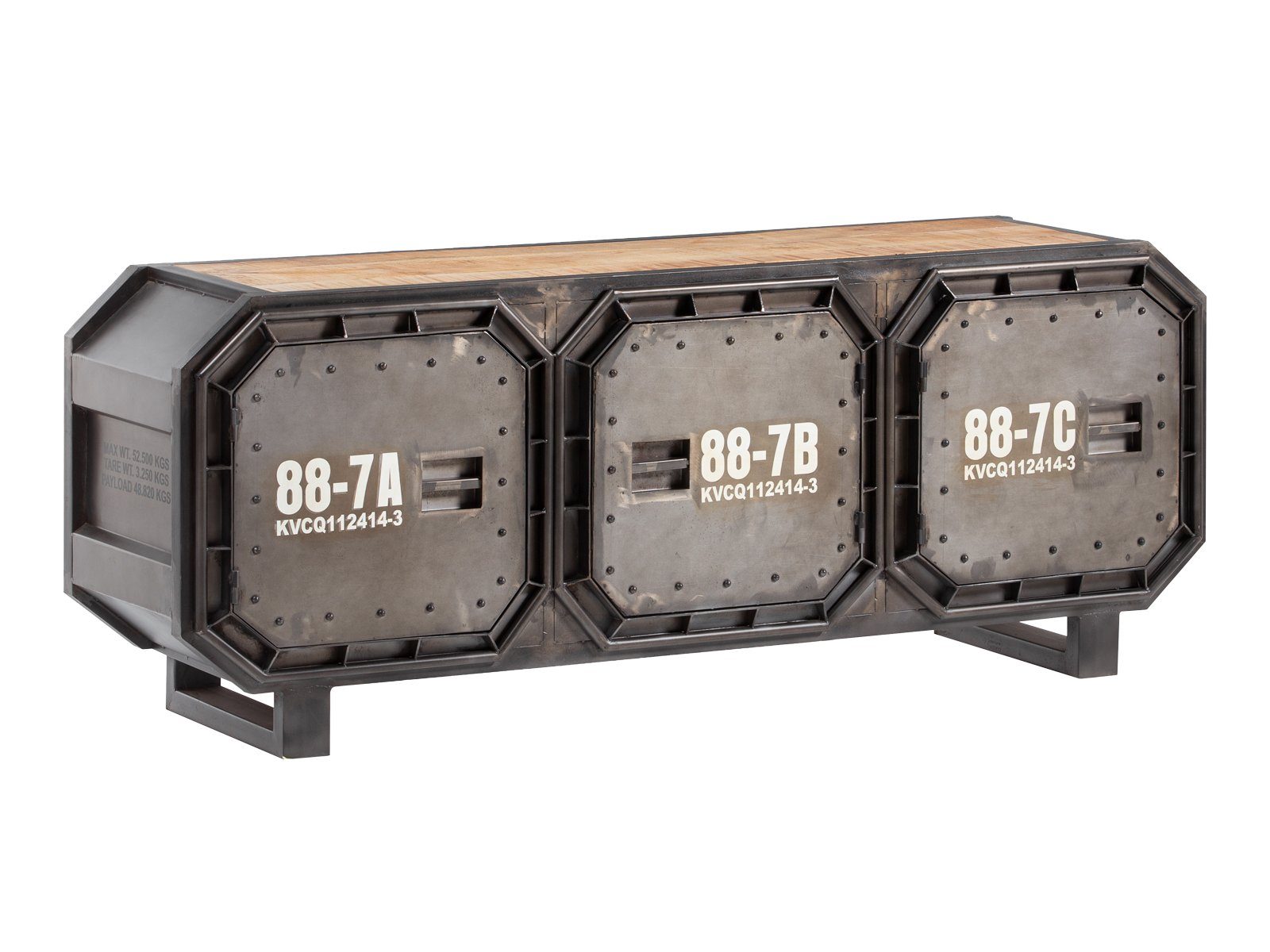 massivum Sideboard Barkley, Kommode im Metall Holz Mix (13 St)