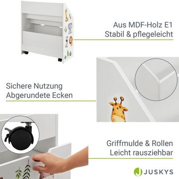 Juskys Bücherregal Kinder Bücherregal, 3 Fächer, Spielzeugkiste, kindgerecht, anbringbaren Stickern