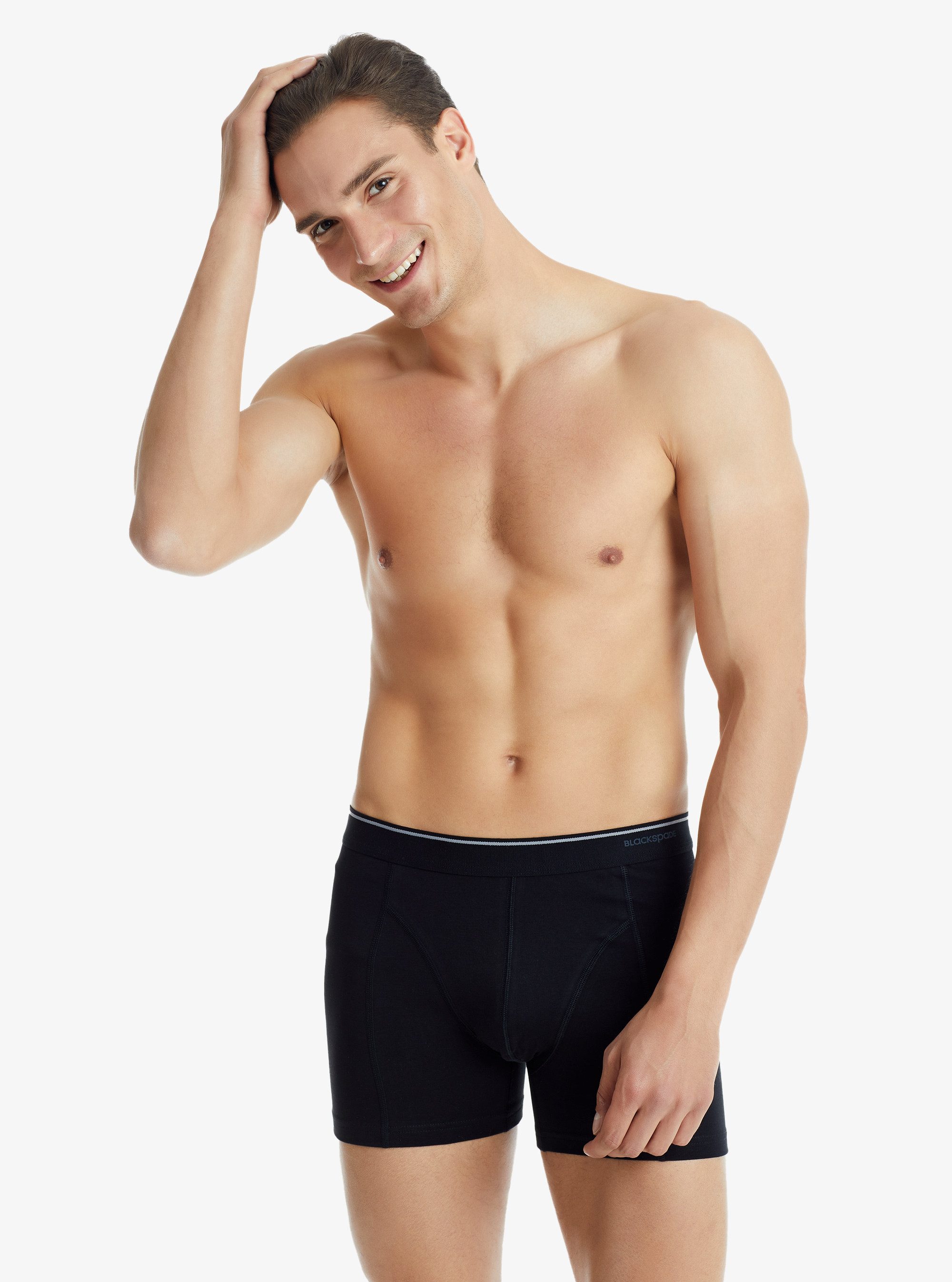 Boxer Herren Baumwoll Stretch Boxershorts 9233 - Schwarz