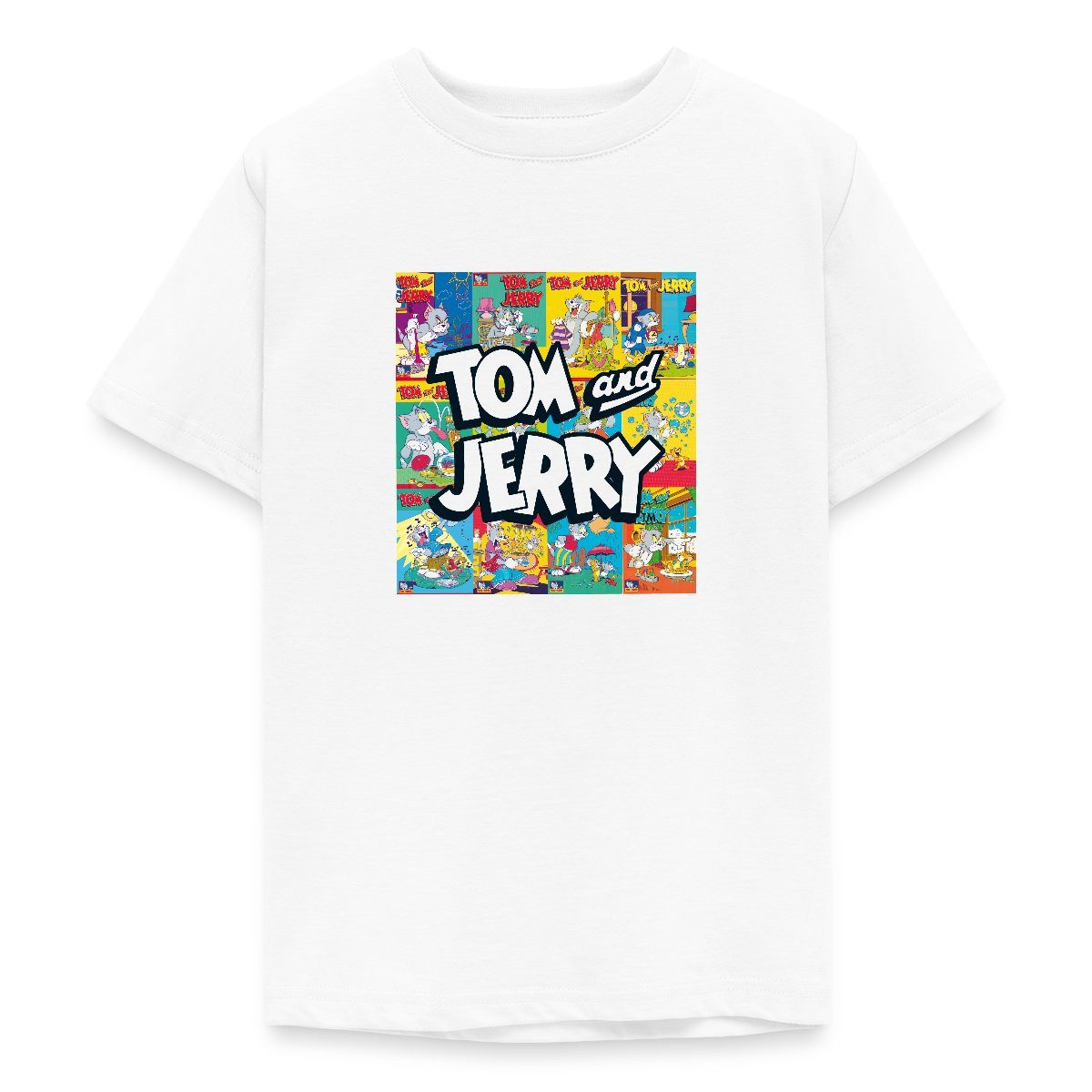 T-Shirt Tom Und Jerry Logo Mit Vintage-Cover Collage Teenager T-Shirt