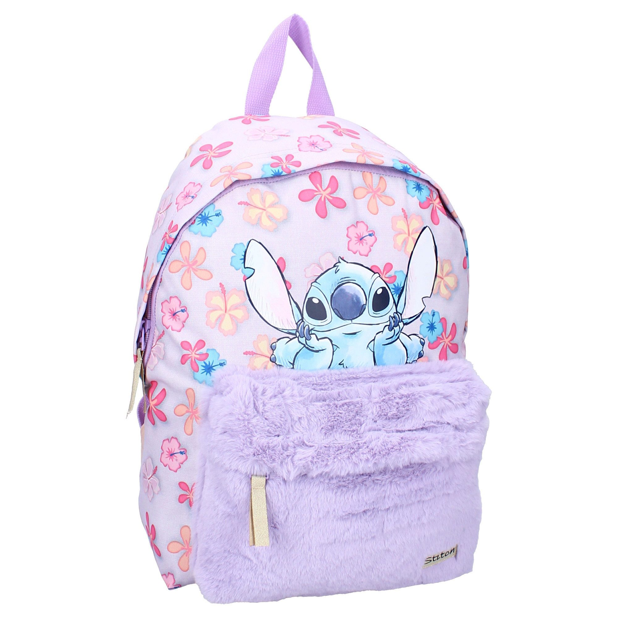 Vadobag Kinderrucksack Disney Stitch Rucksack Kinder Bags Schulrucksack Lila Blumenmotiv