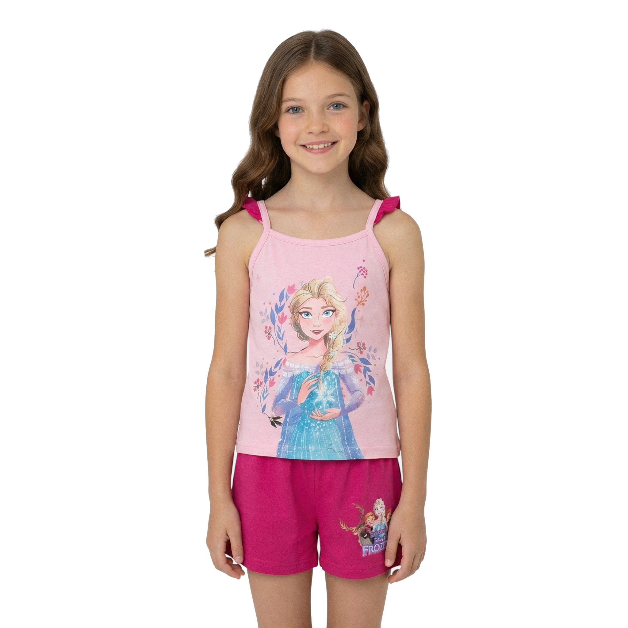 Shirt & Hose Disney Frozen Die Eiskönigin Set Mädchen Top & Shorts Rosa