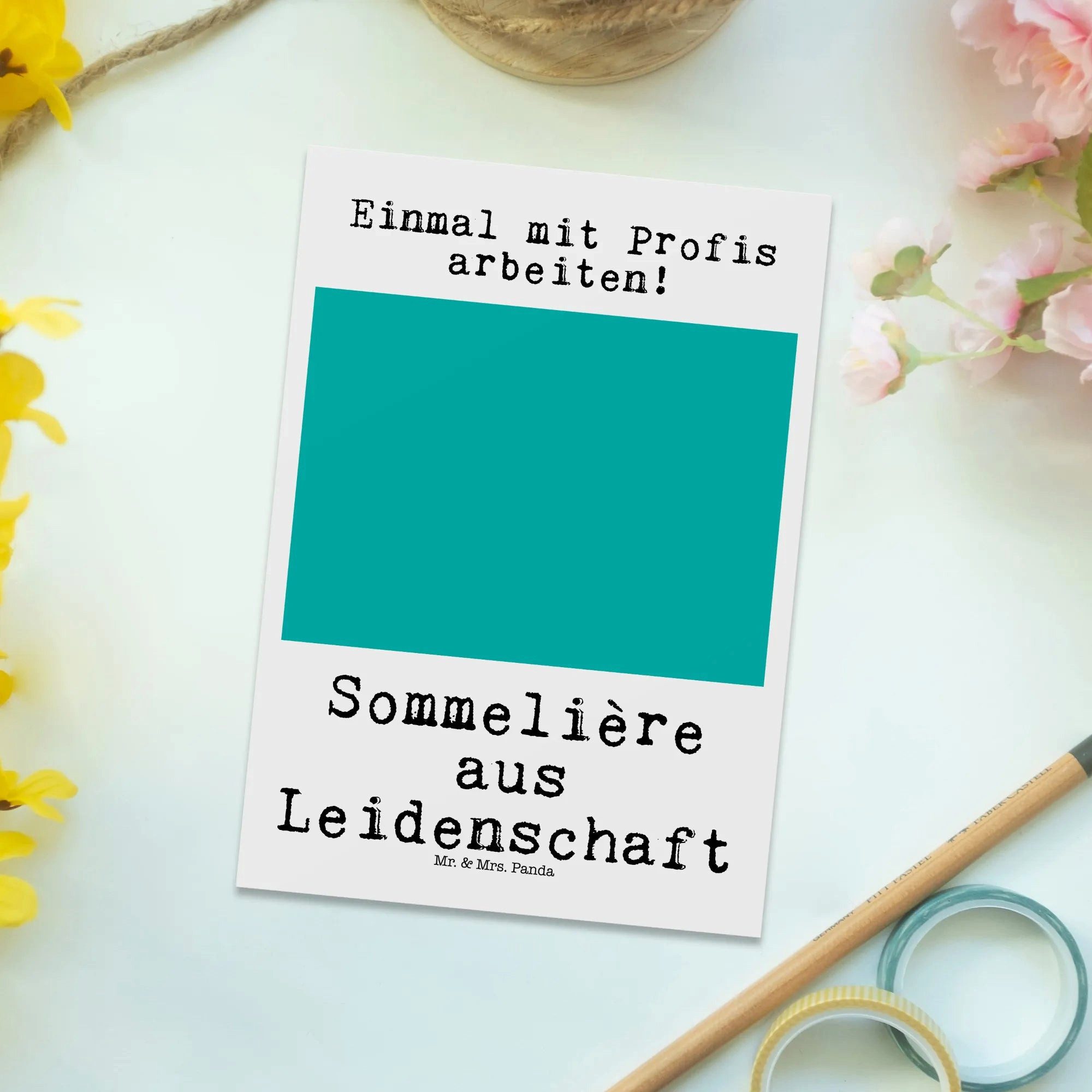 Thumbnail - Mr. & Mrs. Panda Postkarte Sommelière Leidenschaft - Weiß - Geschenk, Kollegin, Firma, Einladung, Charmante Designs
