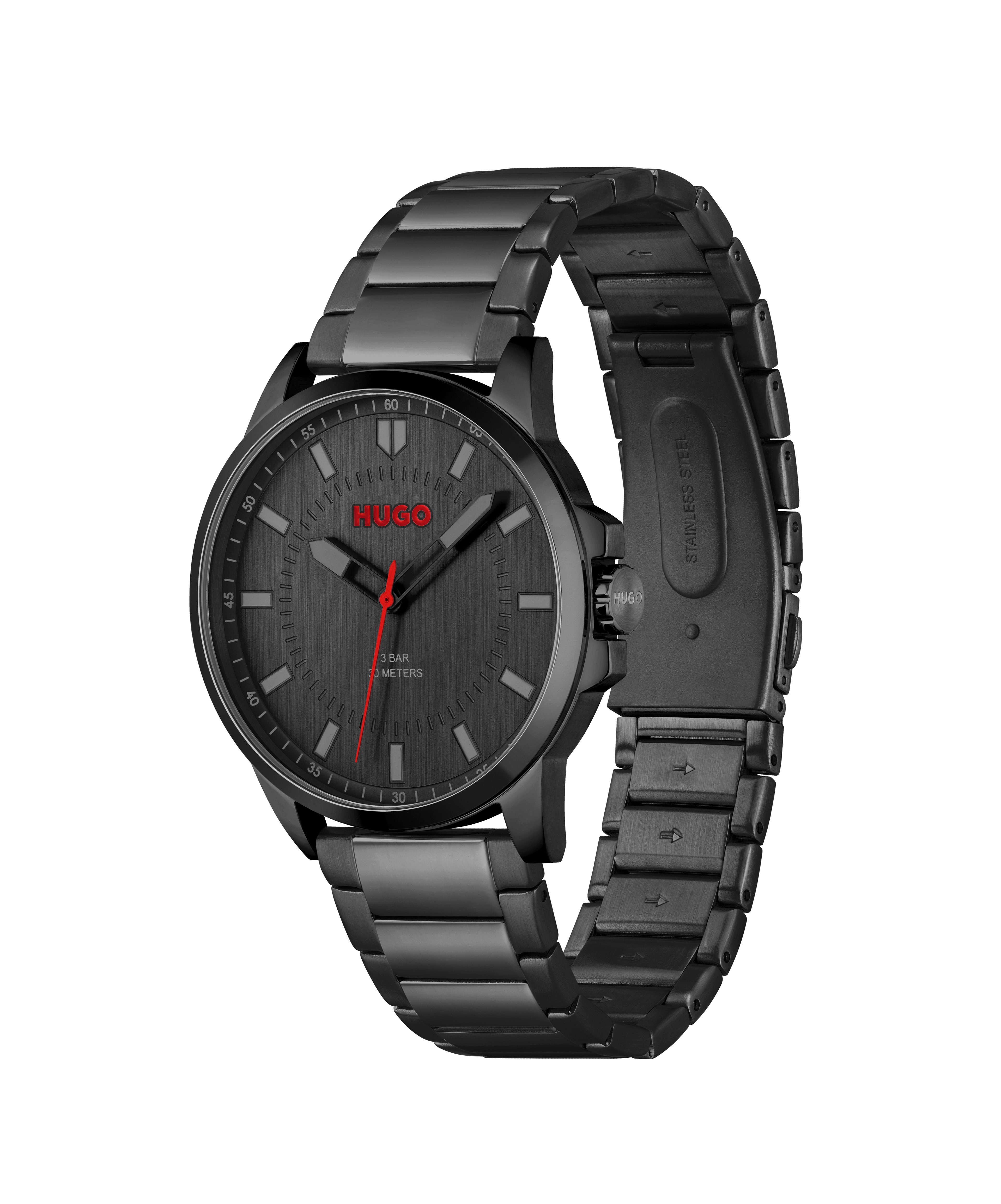 HUGO Quarzuhr #FIRST 1530187, Armbanduhr, Herrenuhr, Mineralglas, Edelstahlarmband