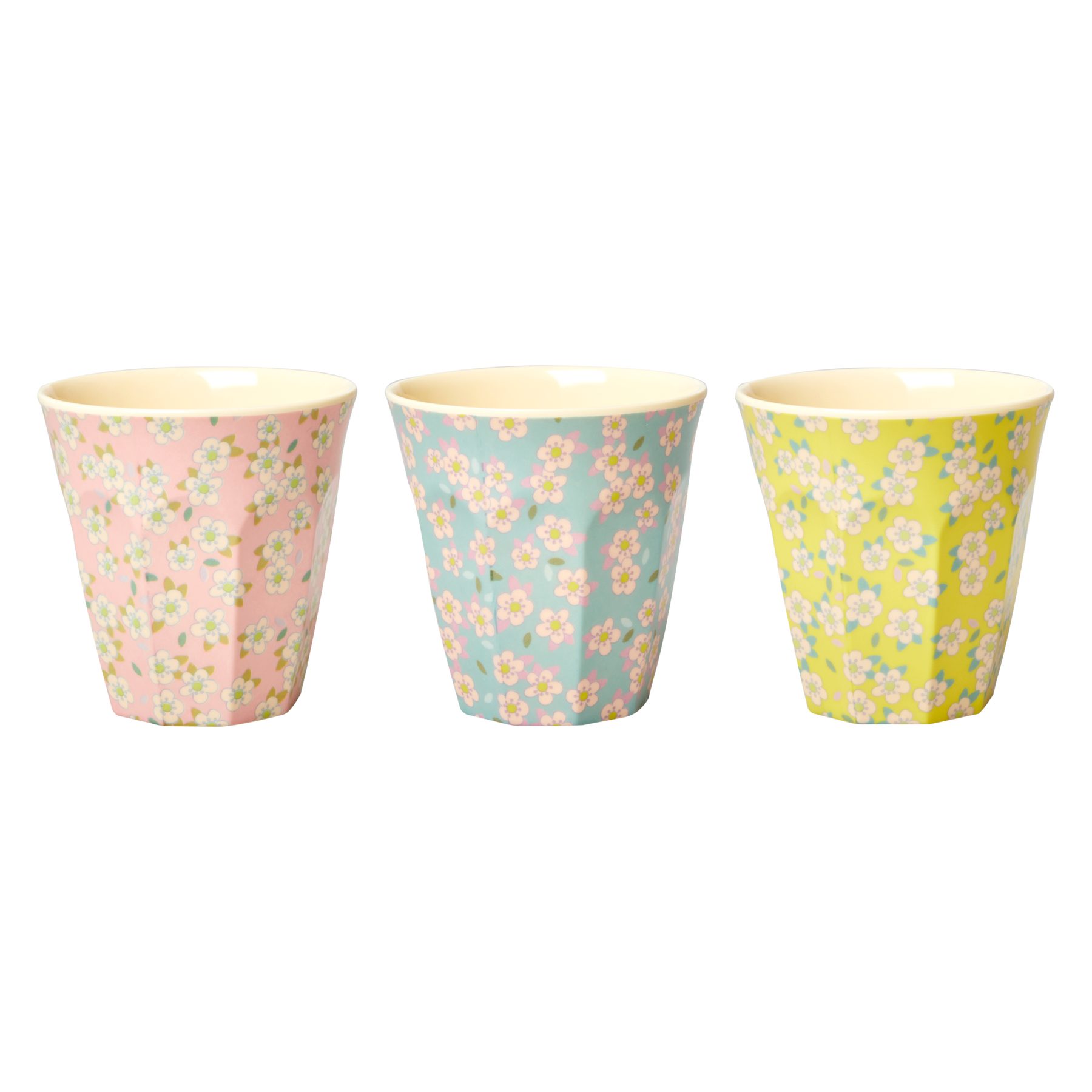 rice Becher Rice Melamin Becher Medium 3er Set - Blumenmuster, 3-tlg., Melamin