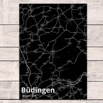 Mr. & Mrs. Panda Postkarte Büdingen - Geschenk, Stadt, Dorf, Stadt Dorf Karte Landkarte Map Stad