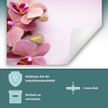 Decorwelt Herd-Abdeckplatte Herdabdeckplatte Kunststoff Aufrollbare Matte Küche Blumen Pink Herd, (60x52, 1 tlg), für alle Herdarten excl. Gasherde