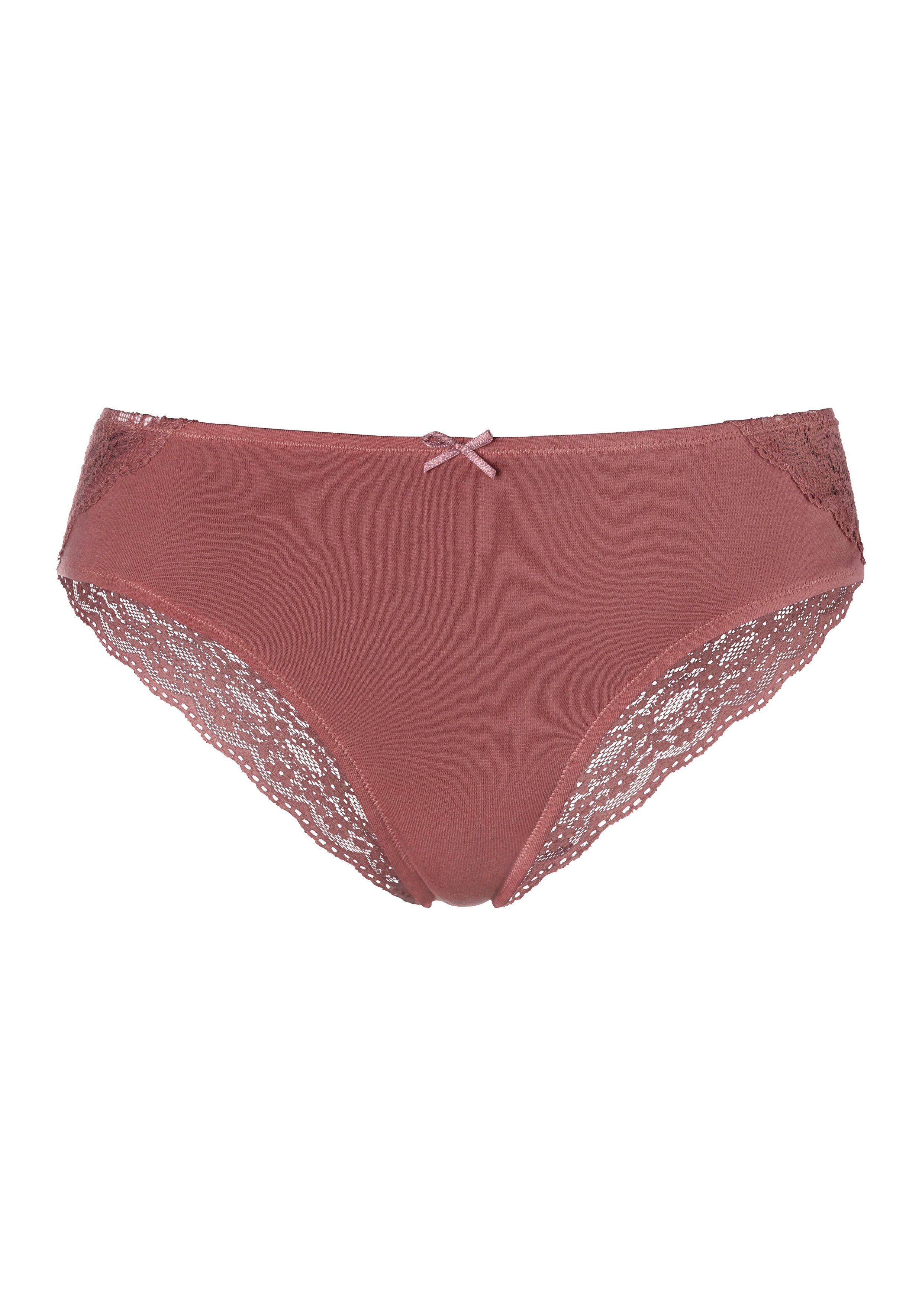 Vivance by Lascana Brasilslip (3er-Pack) aus elastischer Baumwolle mit breiter, floraler Spitze – Bild 4 von 5