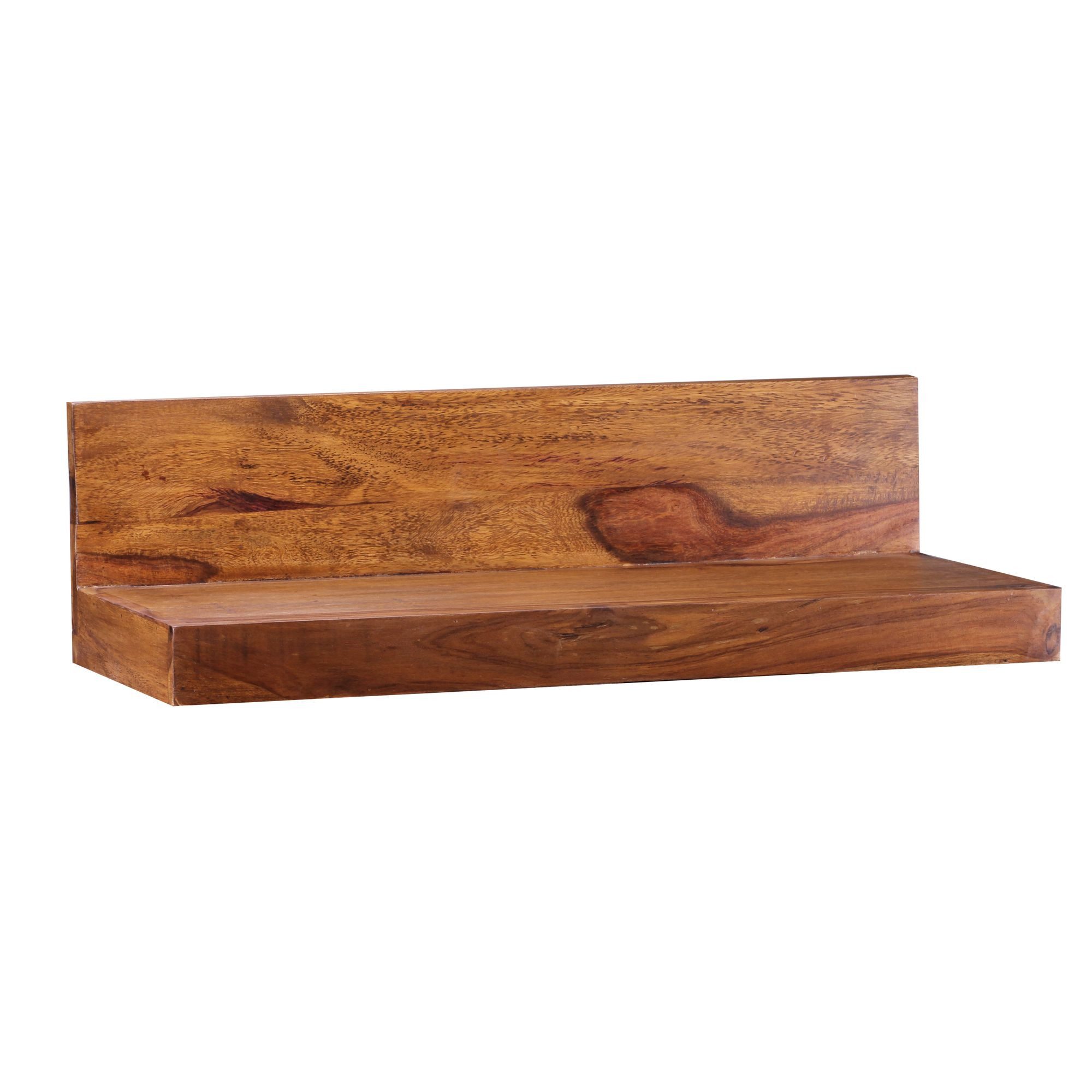 furnicato Wandregal Massivholz, Walnuss Finish 60x17x22 cm