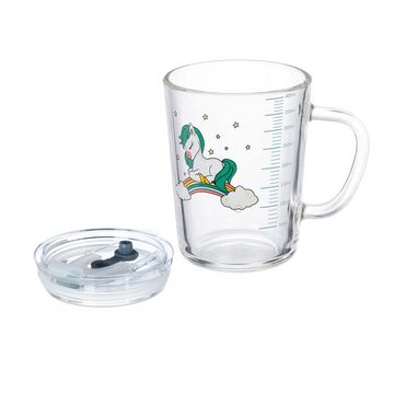 relaxdays Kinderbecher 2er Set Kindergläser mit Pferdemotiv, Glas