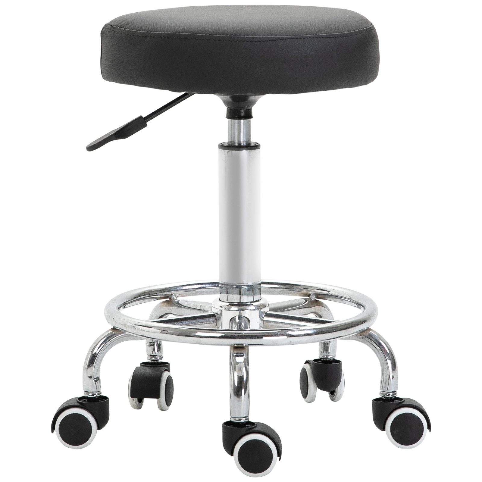 Vinsetto Rollsitz Samt-Touch mit Rädern, Катающийся табурет höhenverstellbar (Salonstuhl, 1 St., Salonhocker), für Wohnzimmer, Schwarz