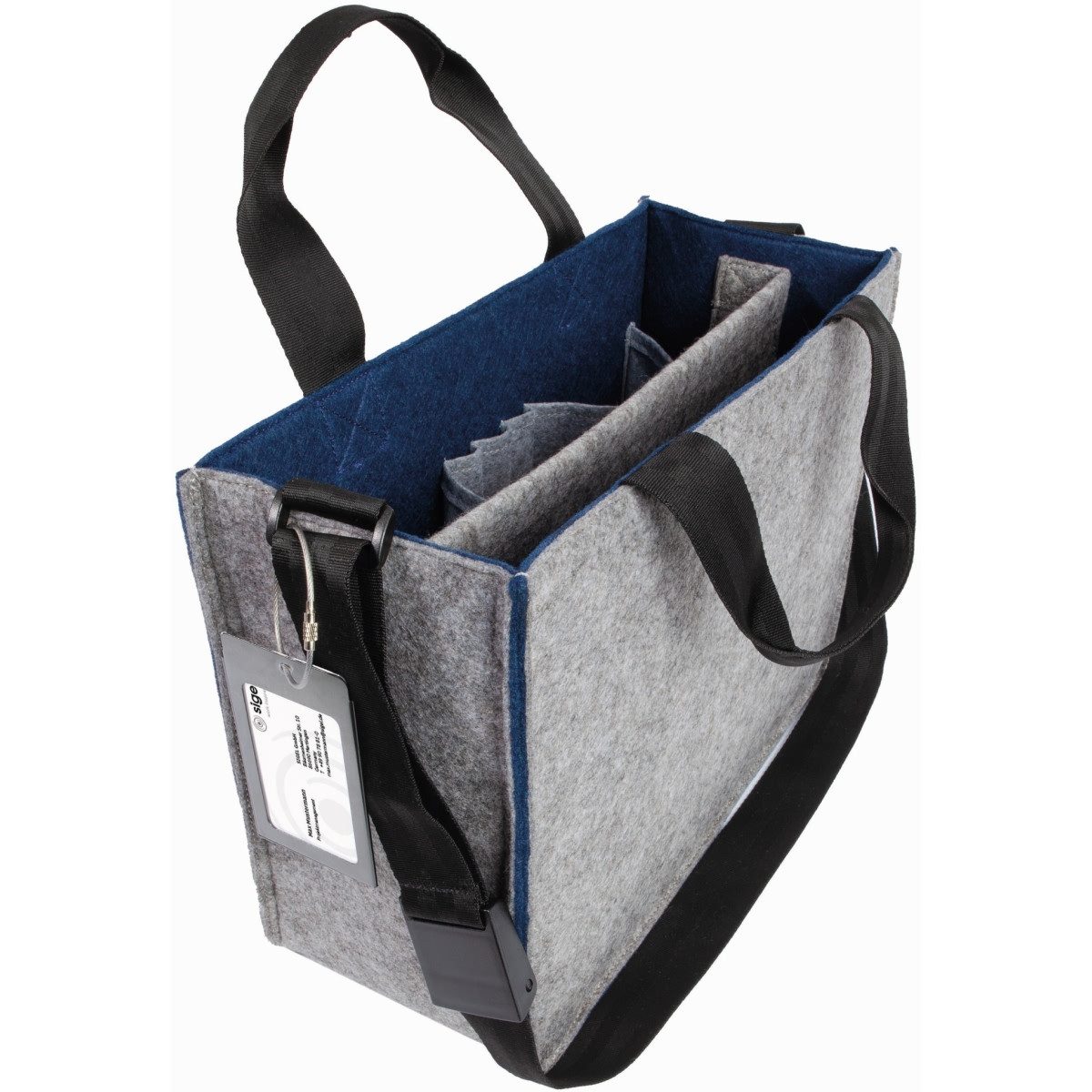 Kettenschloss Desk Sharing Bag Bicolor M recycelter PET Filz 360x280x150mm grau/blau