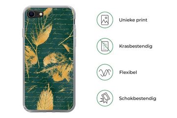 MuchoWow Handyhülle Blätter - Gold - Grün, Handyhülle Apple iPhone 8, Smartphone-Bumper, Print, Handy Schutzhülle