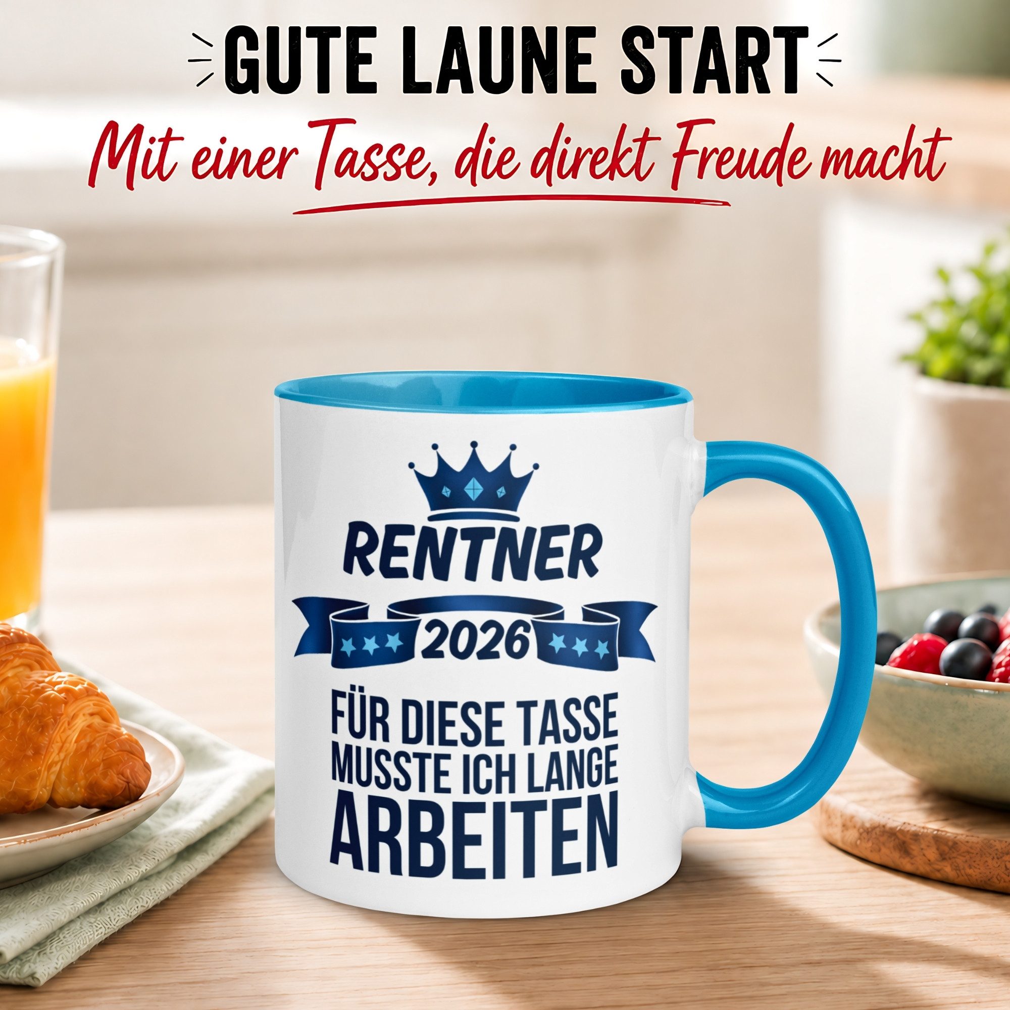 Momentals Tasse Rentner 2026 – Für die Tasse musste ich lange arbeiten – Rente Mann, Gratis Versand · Links-&Rechtshänder · Spülmaschinenfest