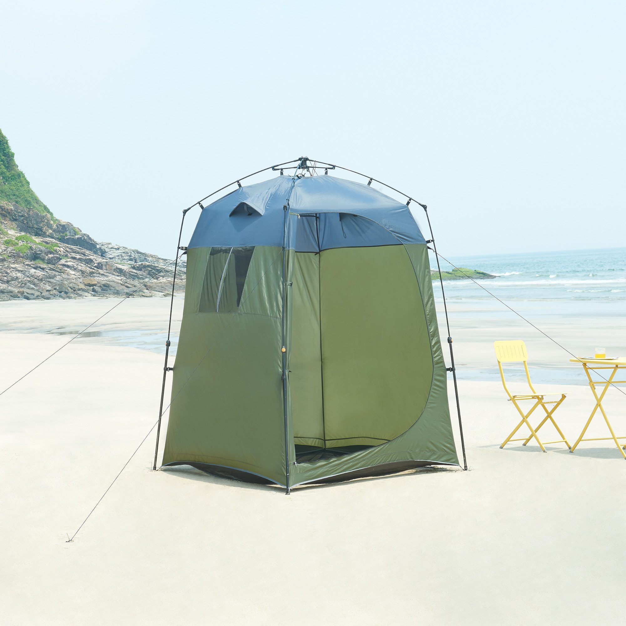 pro.tec Wurfzelt, Personen: 1, »Ayas« Pop-Up Duschzelt 150 x 150 x 200 cm Grün / Grau