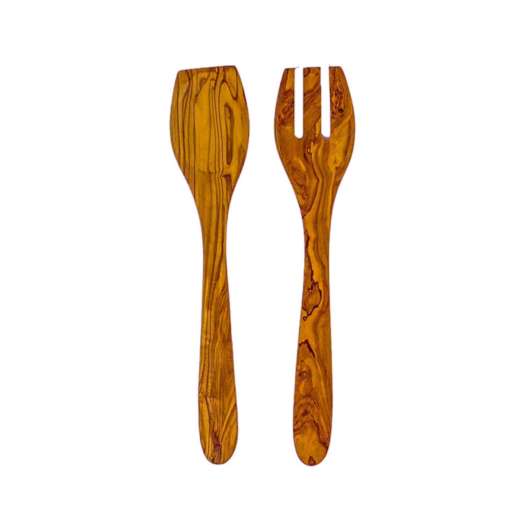 Benera Salatbesteck Olivenholz Salatbesteck 2er Set, ca. 30 cm (2-tlg)