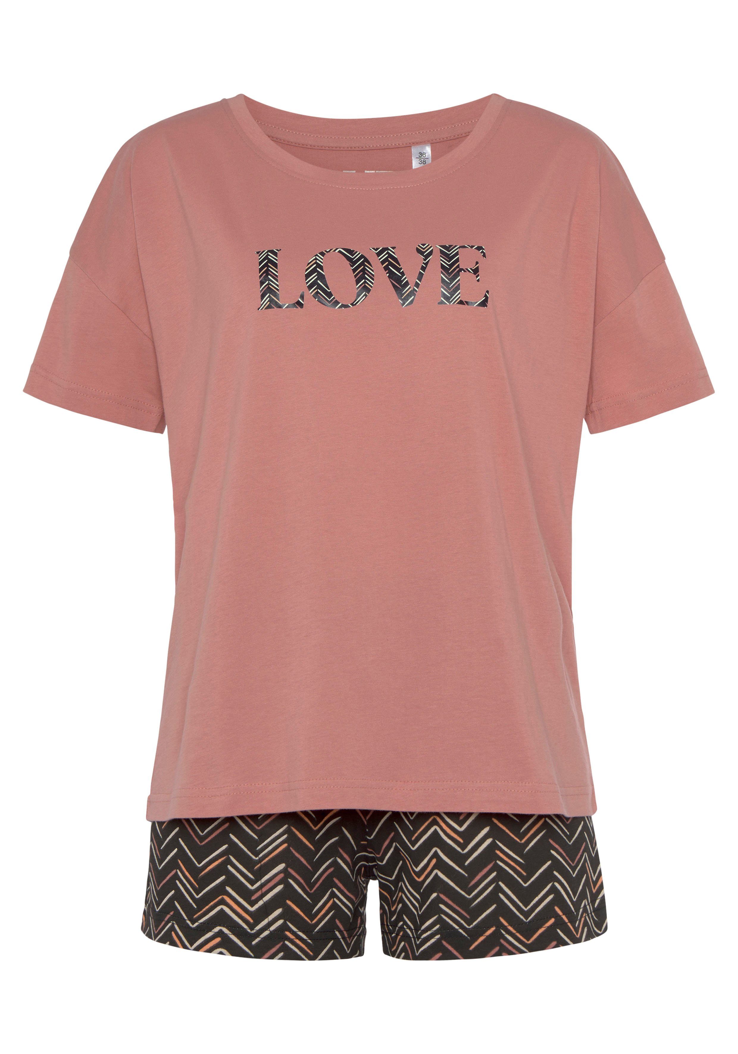 Vivance Dreams Shorty (Set, 2 tlg) mit malerischem Fischgrat-Muster günstig online kaufen