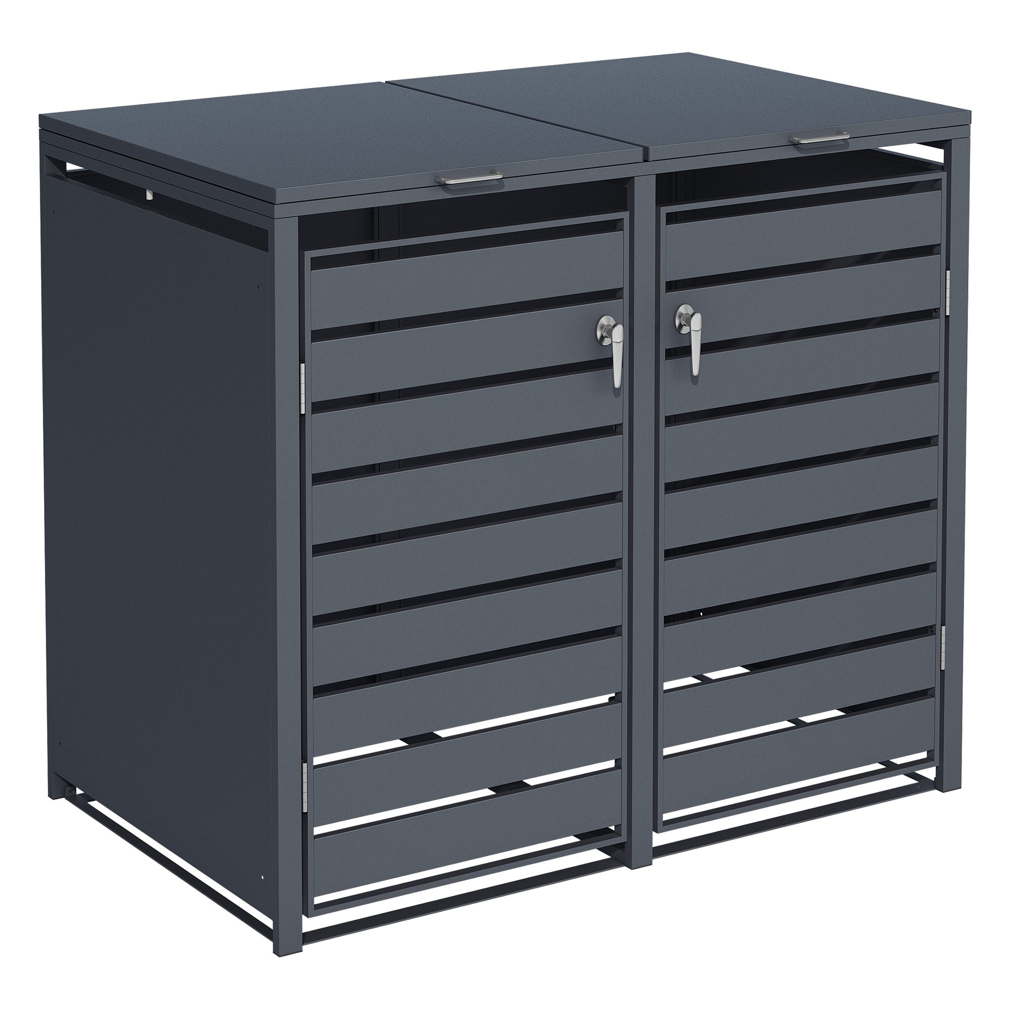 ESTEXO Mülltonnenbox Müllbox Mülltonnenverkleidung 2 Türen Box mit Deckel Anthrazit