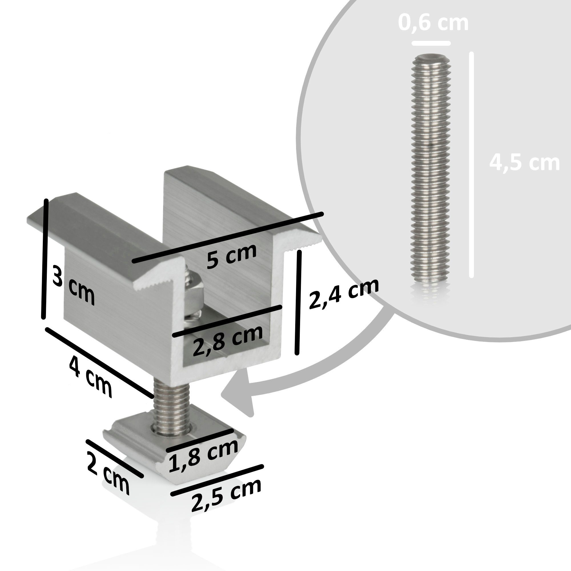 Zelsius Solarmodul-Halterung Zelsius Solarpanel Halterung, Schiene mit Mittelklemmen, Verbindung, (Set)