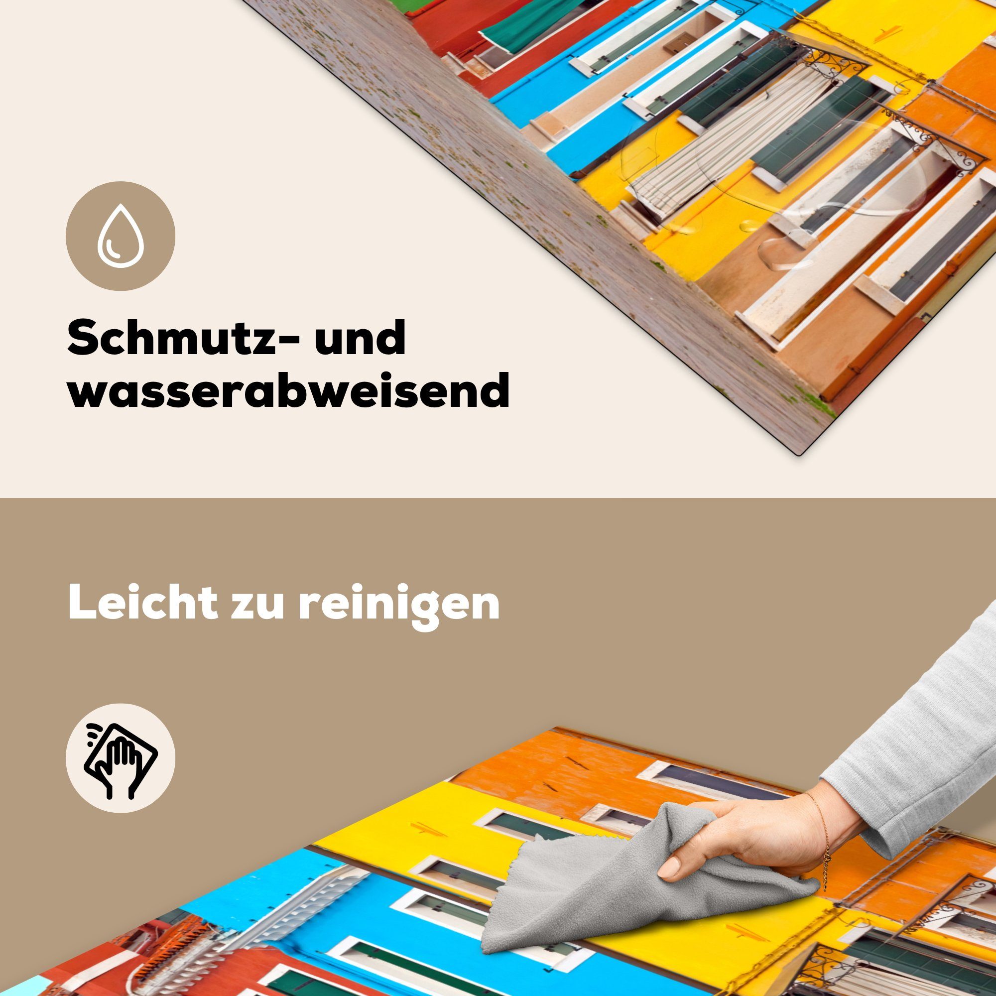 Haus Regenbogen, für MuchoWow - Italien cm, tlg), Ceranfeldabdeckung, küche (1 Arbeitsplatte Herdblende-/Abdeckplatte - Vinyl, 78x78