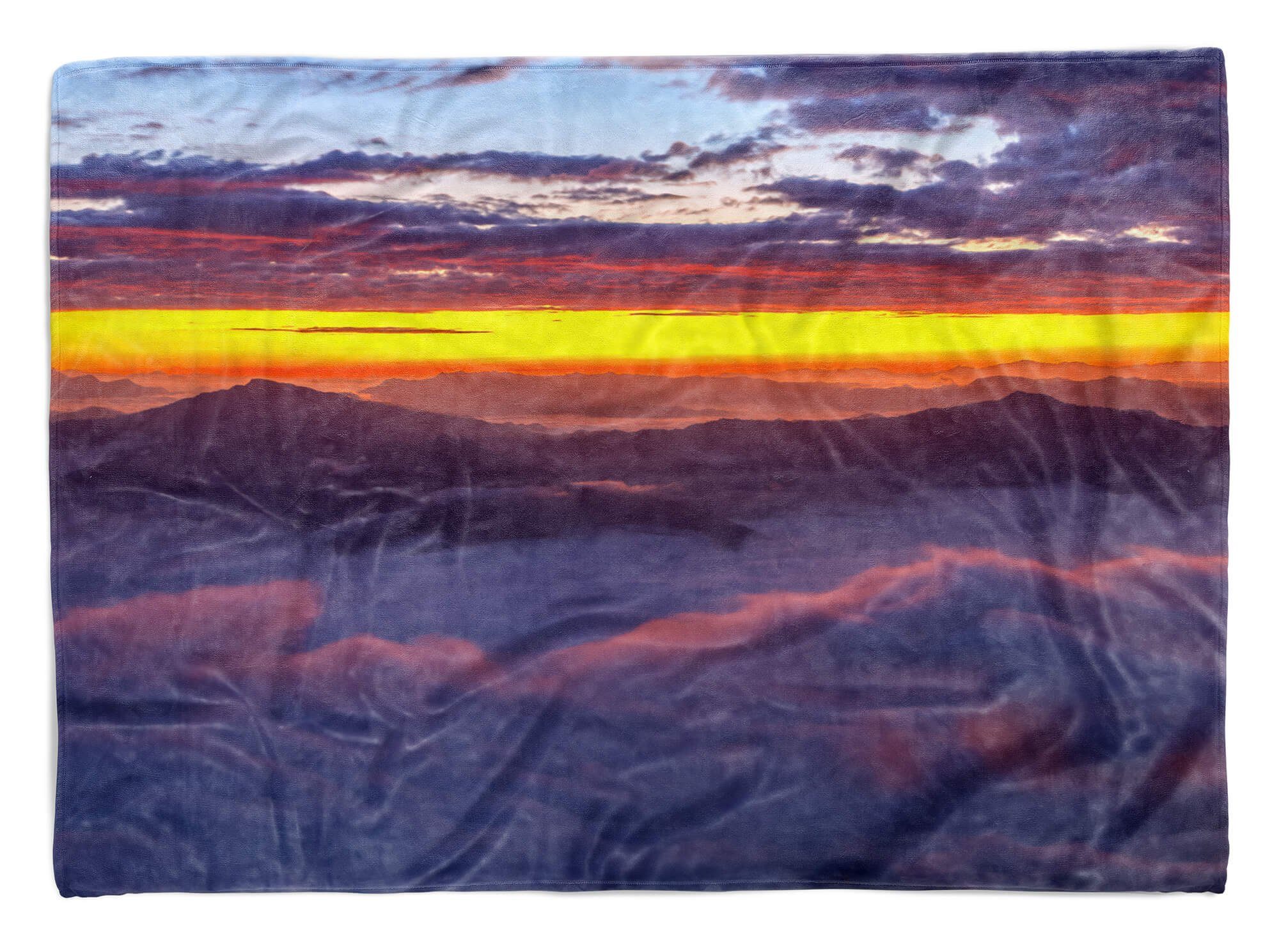 Baumwolle-Polyester-Mix Kuscheldecke Handtücher Fotomotiv Strandhandtuch Sinus Berge Handtuch Handtuch Art (1-St), mit Saunatuch Abendröte Wolken,