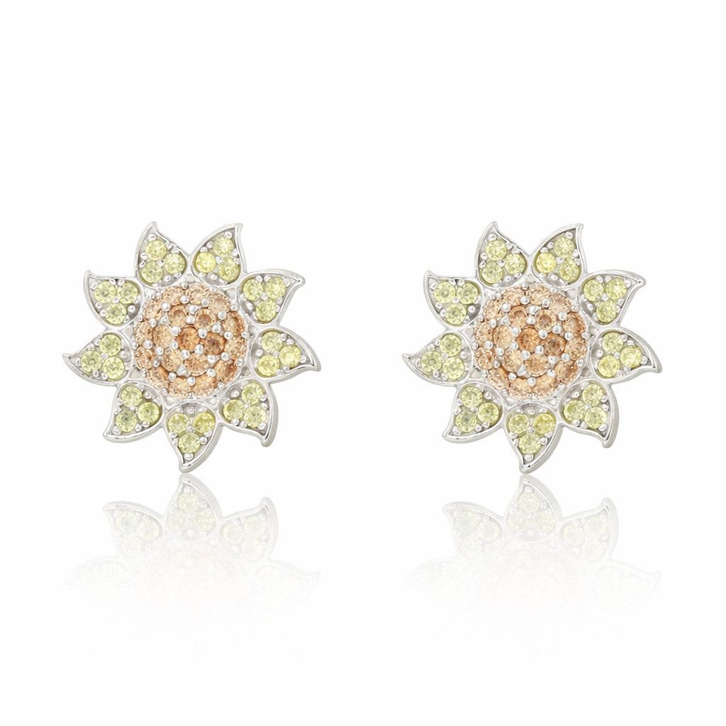 PAVELS Paar Ohrstecker Sonnenblume, Blumige Sonnenblumen Ohrstecker für Damen