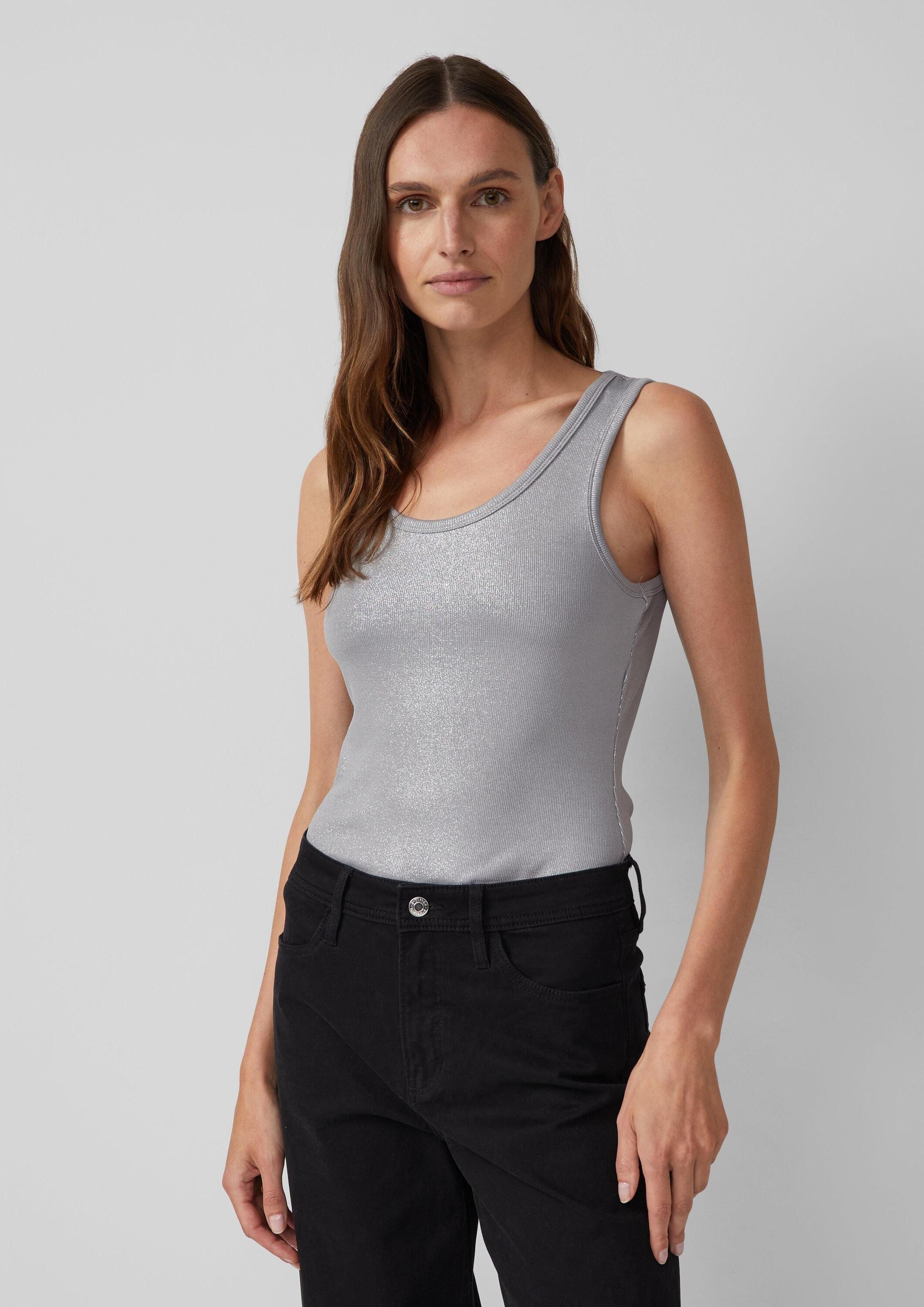 s.Oliver Muscleshirt T-Shirt Geripptes Tank-Top mit glitzerndem Coating günstig online kaufen