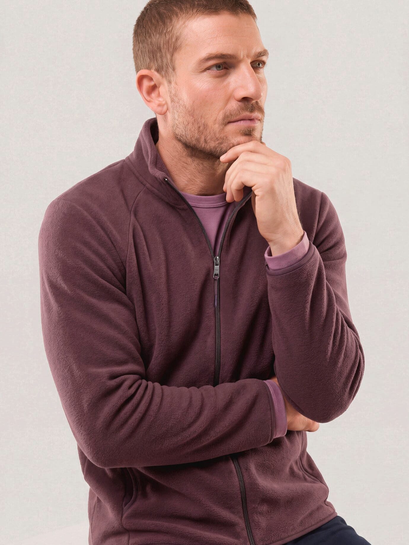 Walbusch Fleecejacke Herren Zippjacke aus Polarfleece Stehkragen, wärmend