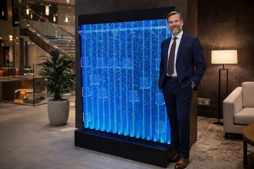 JVmoebel Zimmerbrunnen Led Wasser Wand Bar Regal Wassersäulen Flaschen Regale Sofort, (1 tlg)