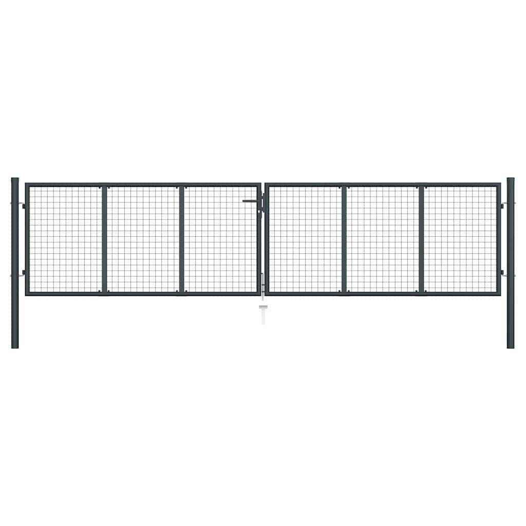 vidaXL Gartentor Maschen-Gartentor verzinkter Stahl 400 x 100 cm Grau