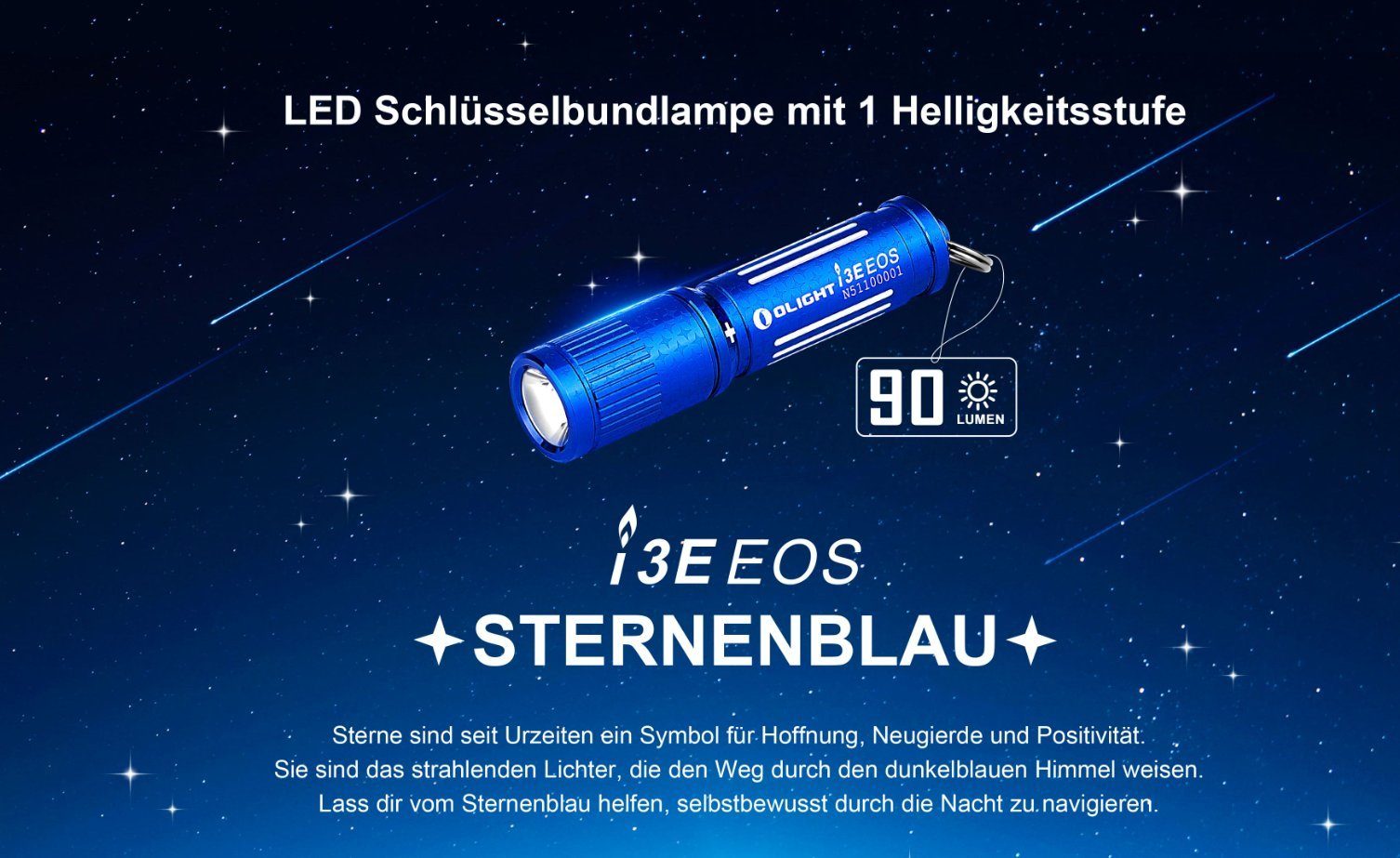 Lumen Mini 90 OLIGHT LED Taschenlampe Sternenblau EOS Taschenlampe Schlüsselanhänger I3E OLIGHT