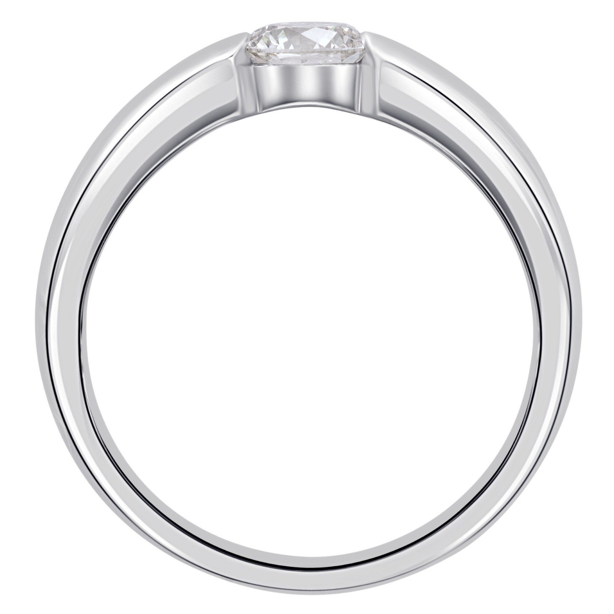 Schmuck ELEMENT Brillant Diamant 0.08 750 Ring Diamantring aus Spannfassung Spannfassung Damen ct Weißgold, ONE Gold