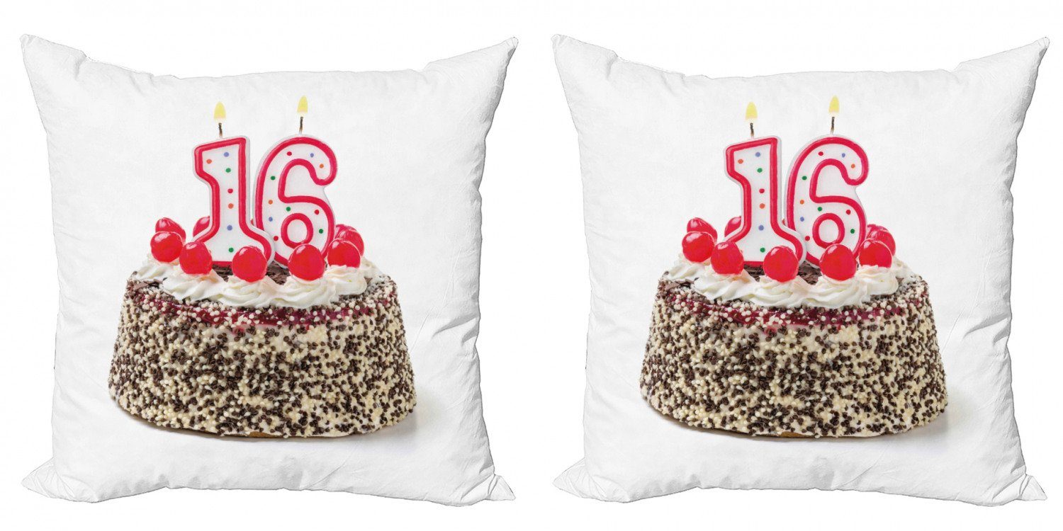 Kissenbezüge Modern Accent Doppelseitiger Digitaldruck, Abakuhaus (2 Stück), Geburtstag Kuchen Kerzen Kirsche