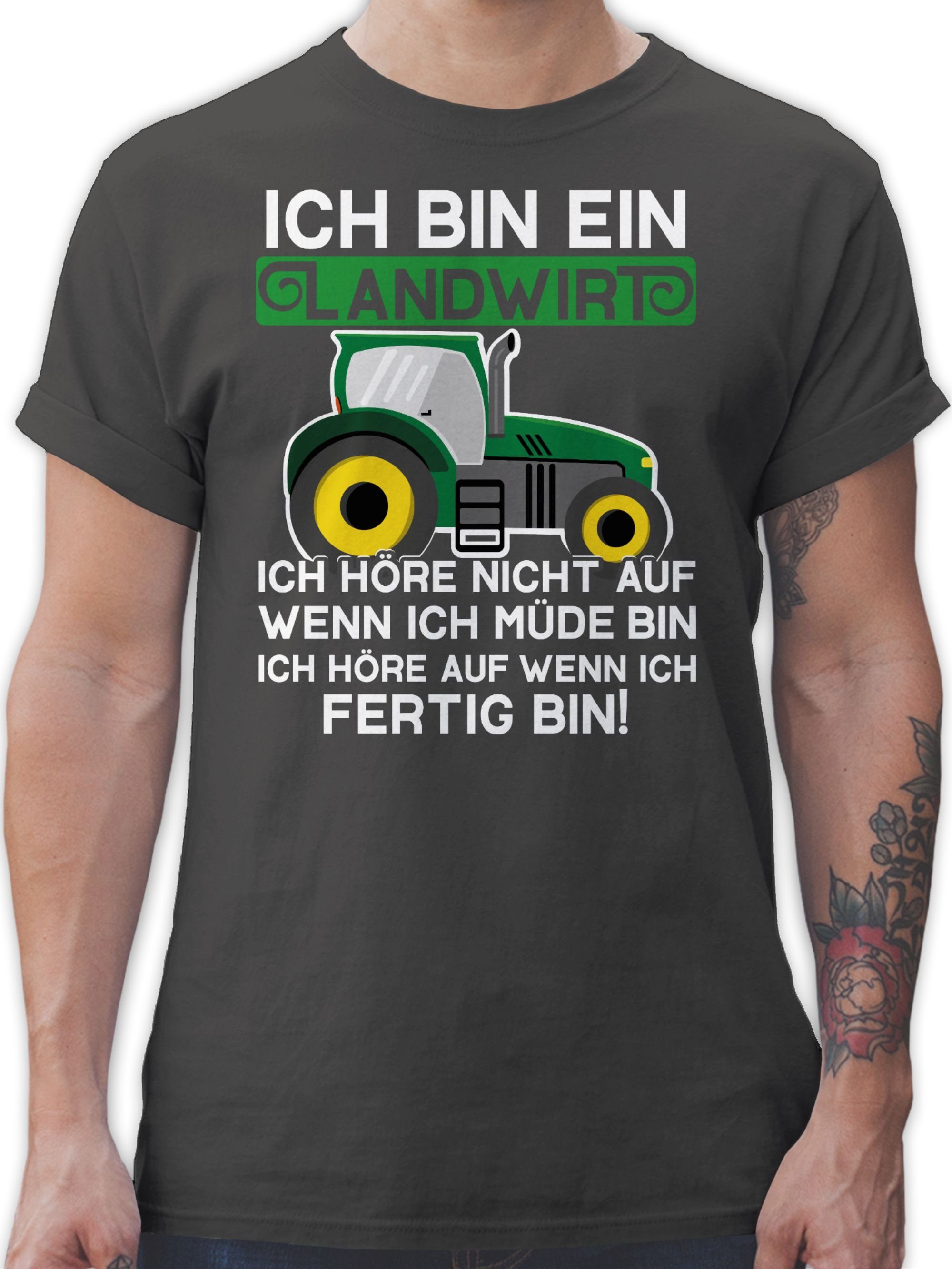 Shirtracer T-Shirt Ich 01 Geschenk Landwirt ein - Landwirt Bauer bin weiß/grün Traktor Dunkelgrau