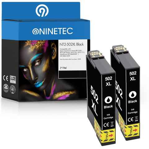 NINETEC 2er Set ersetzt Epson 502XL 502 XL Black Tintenpatrone
