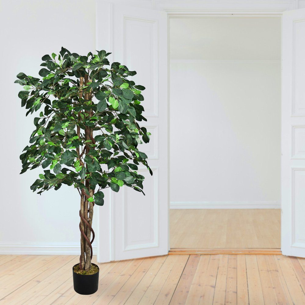 Kunstbaum Künstliche Pflanze Kunstlicher Baum Kunstbaum mit Echtholz 125 cm günstig online kaufen