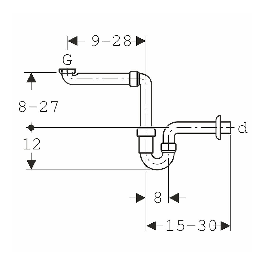 GEBERIT Ablaufgarnitur 151.107.11.1 Waschtisch-Raumsparsifon Geruchsverschluss 1 1/2(4) x 40