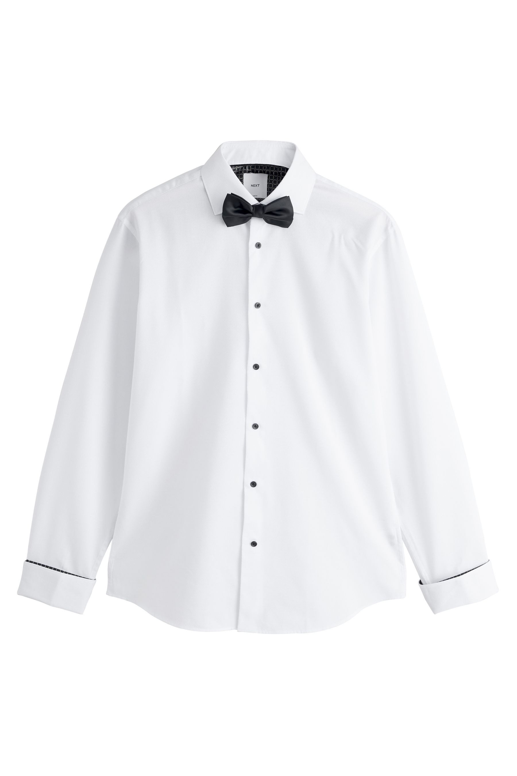 Langarmhemd Slim Fit Hemd mit Doppelmanschetten & Fliege