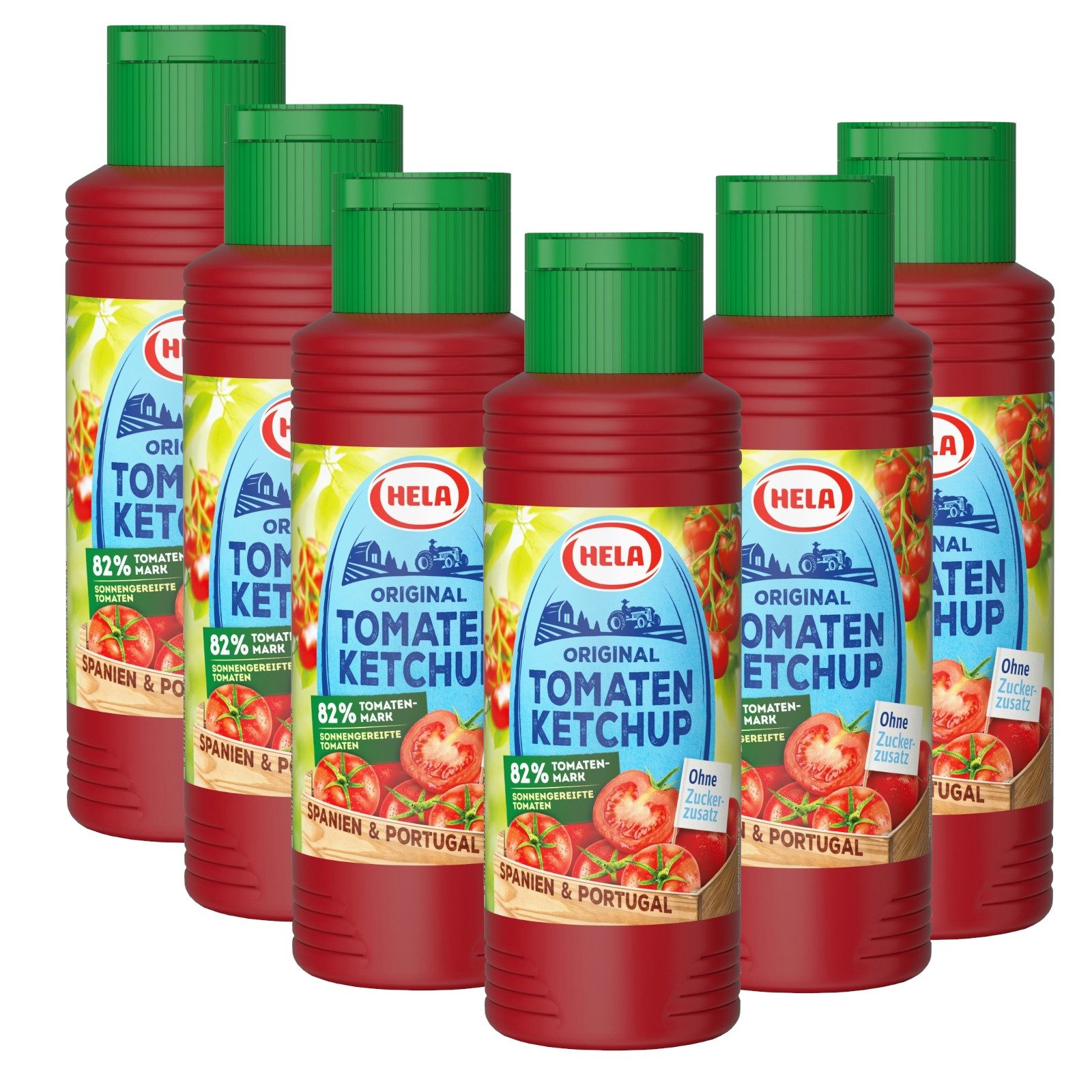 HELA Grillsauce 6x 300 ml Original Ketchup ohne Zuckerzusatz Tomatenketchup 82% Mark, 6 x 0.3 l, 300 ml, (Set)