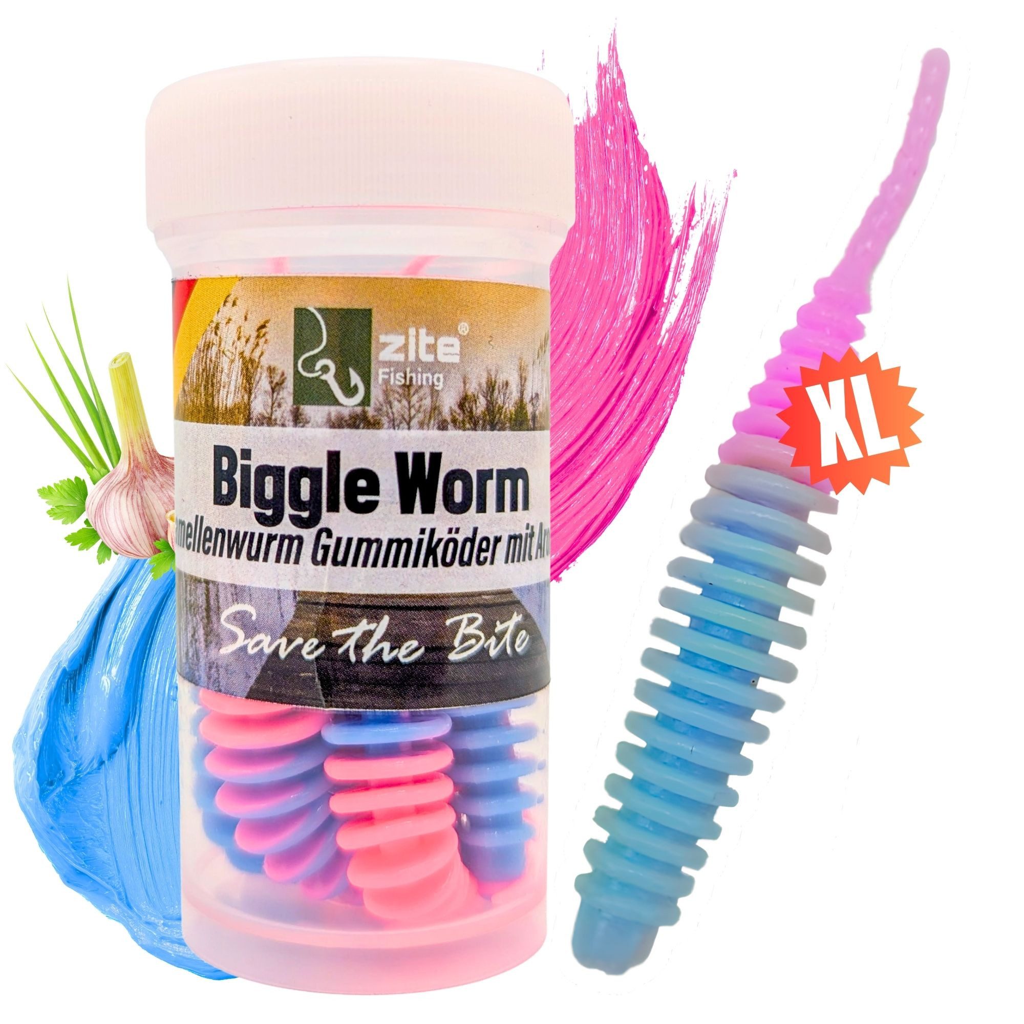 Kunstköder Biggle Worm 6,5 cm 8 Stück - Lamellenwurm fürs UL-Angeln - Gummiköder