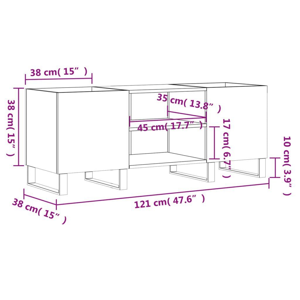 Betongrau 1-tlg. Plattenschrank Holzwerkstoff, 121x38x48 cm Media-Regal vidaXL