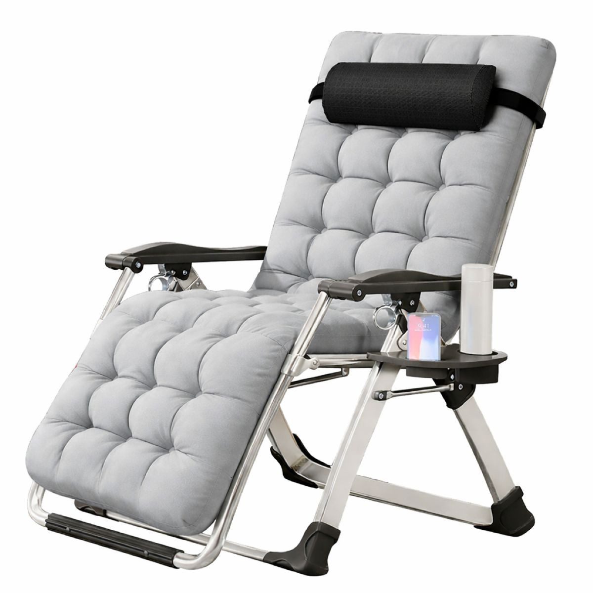 Divit Gartenstuhl Gartenstuhl Liegestuhl Sonnenliege klappbar mit Auflage Metall SR11 gr