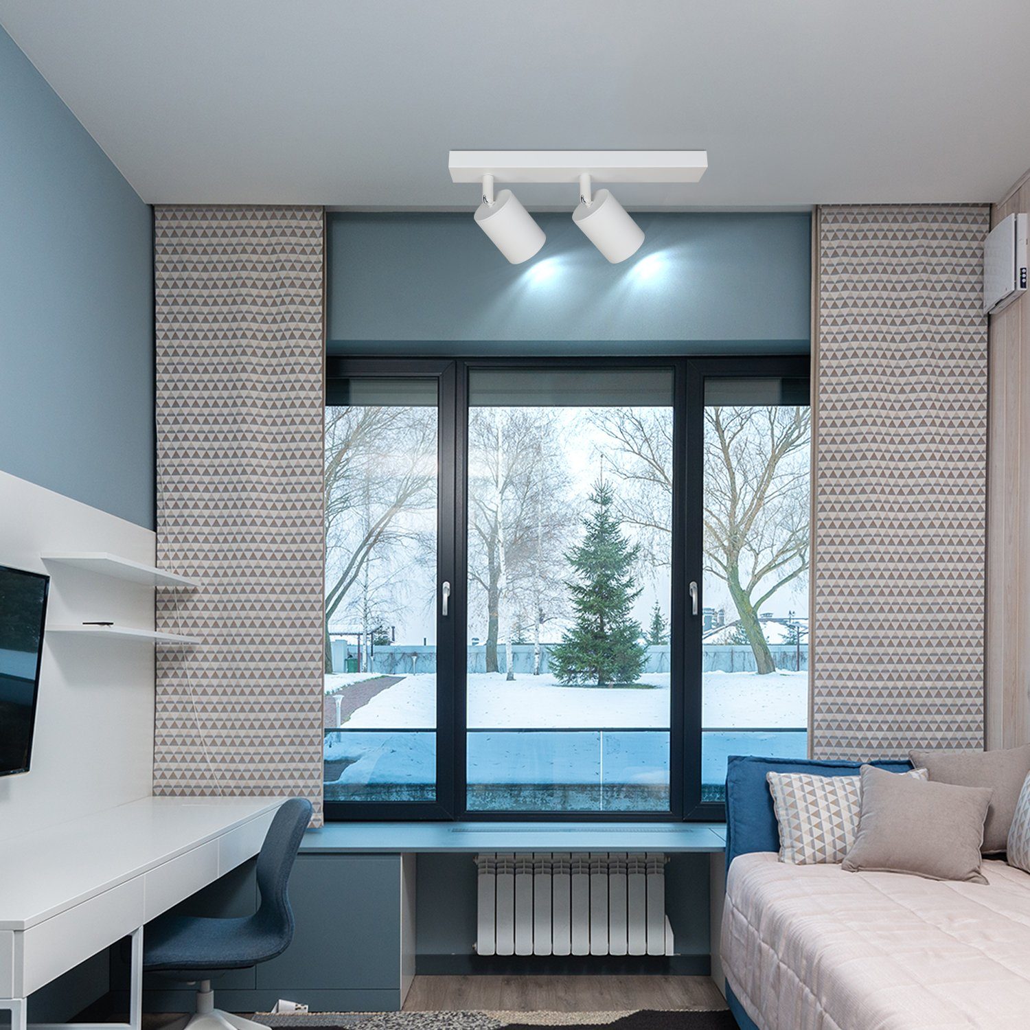 330° Deckenstrahler wechselbar Nettlife für Wohnzimmer, Weiß LED GU10 schwenkbare