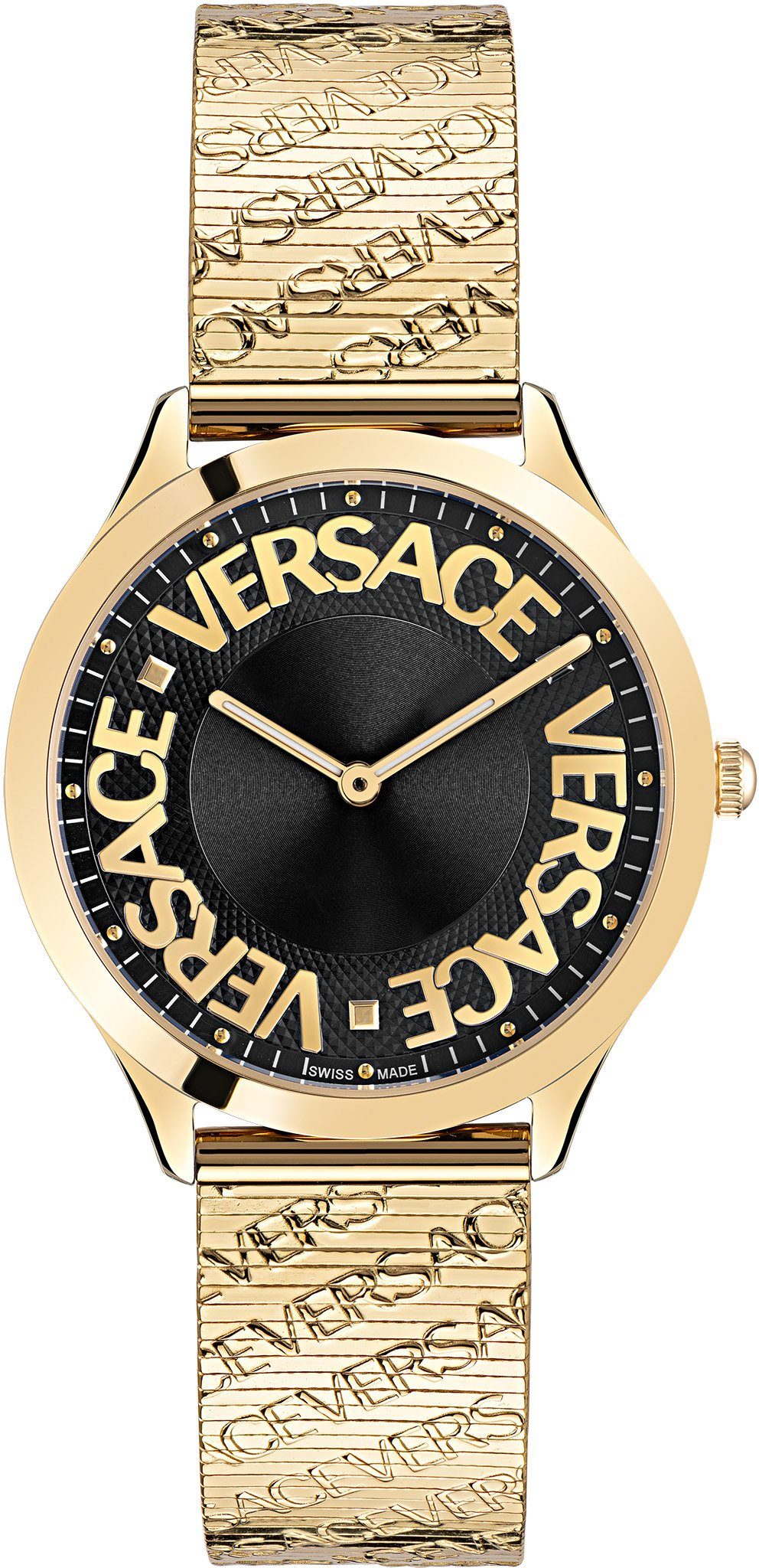 Versace Quarzuhr LOGO HALO, VE2O00522, Armbanduhr, Damenuhr, Saphirglas, Swiss Made, Leuchtzeiger